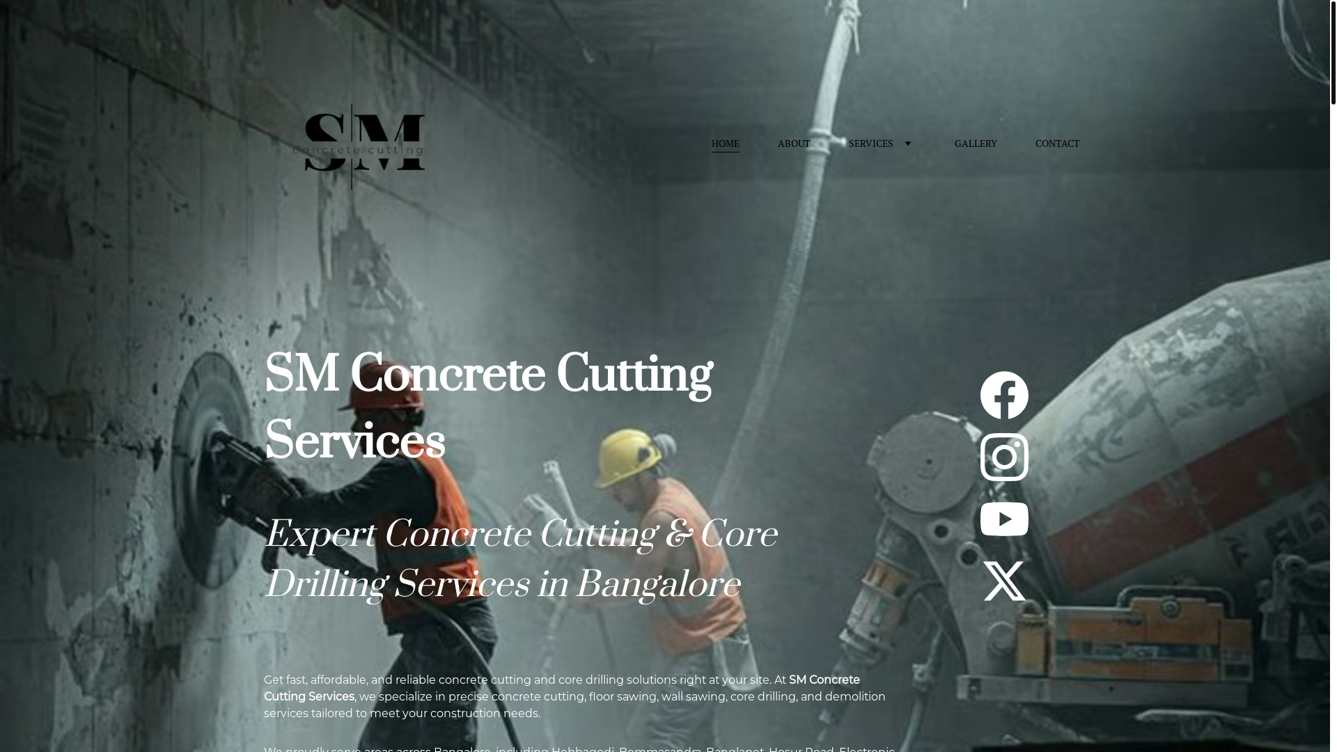 website screenshot of https://smconcretecutting.in/