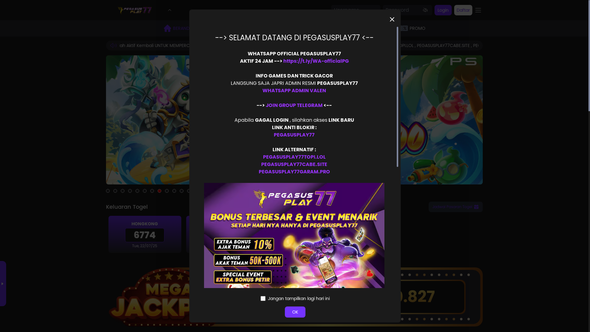 website screenshot of https://pegasusplay77cabe.site/