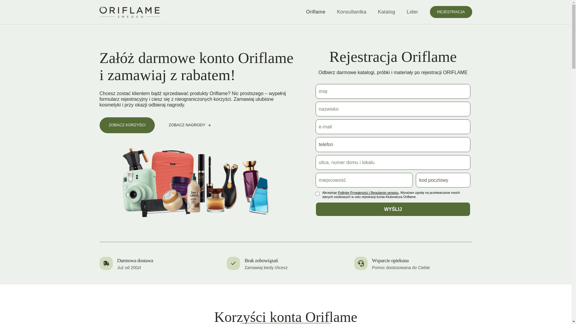 website screenshot of https://oriflamekosmetyki.pl/