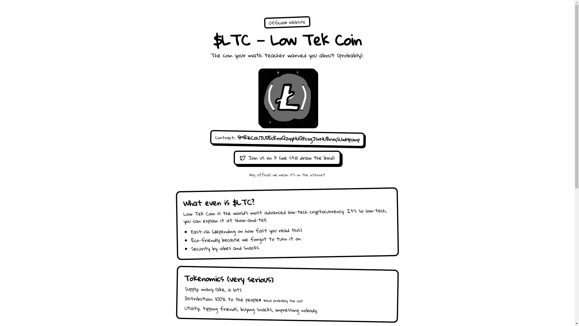 website screenshot of https://lowtekcoin.fun/
