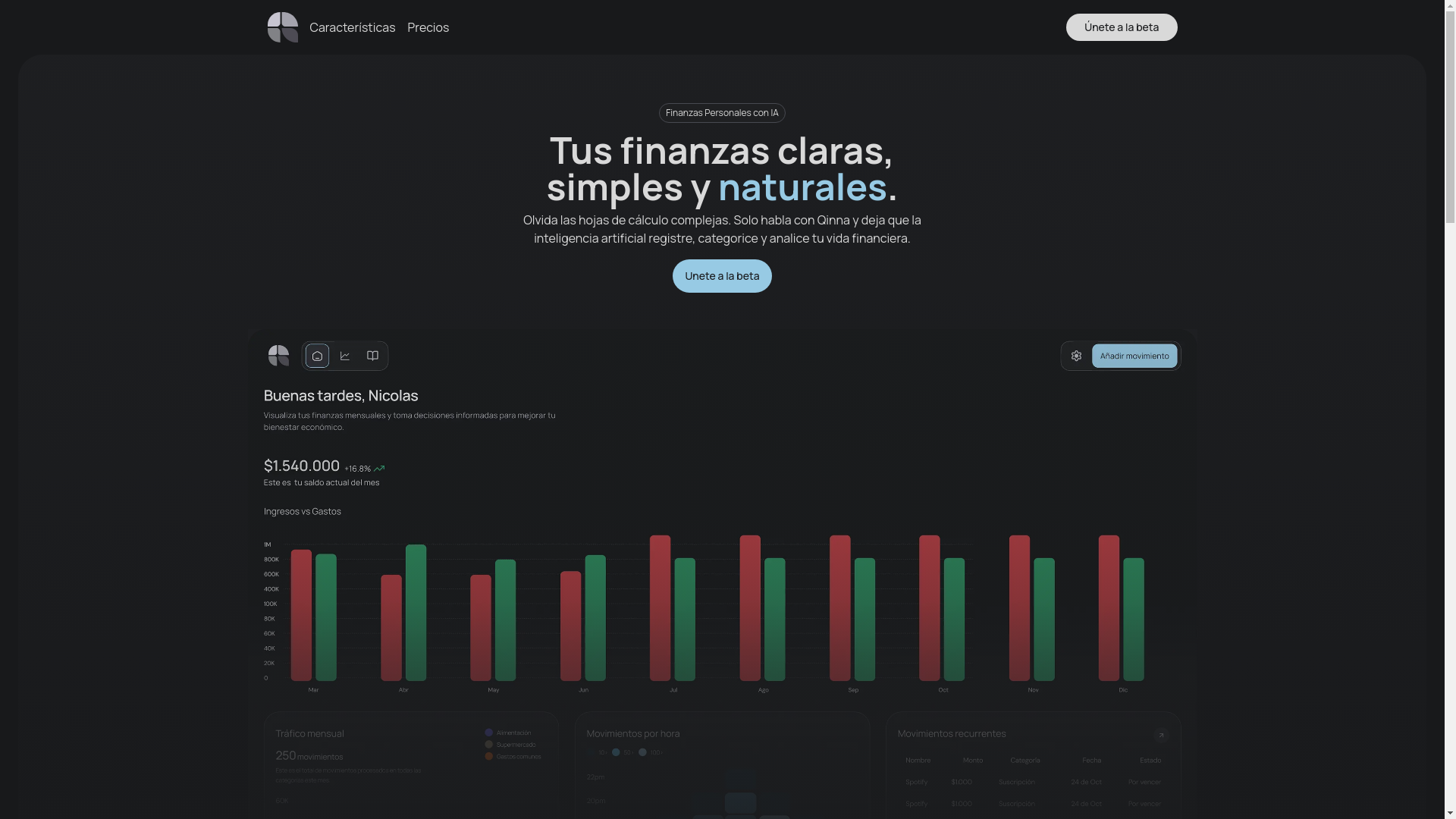 website screenshot of https://qinna.cl/