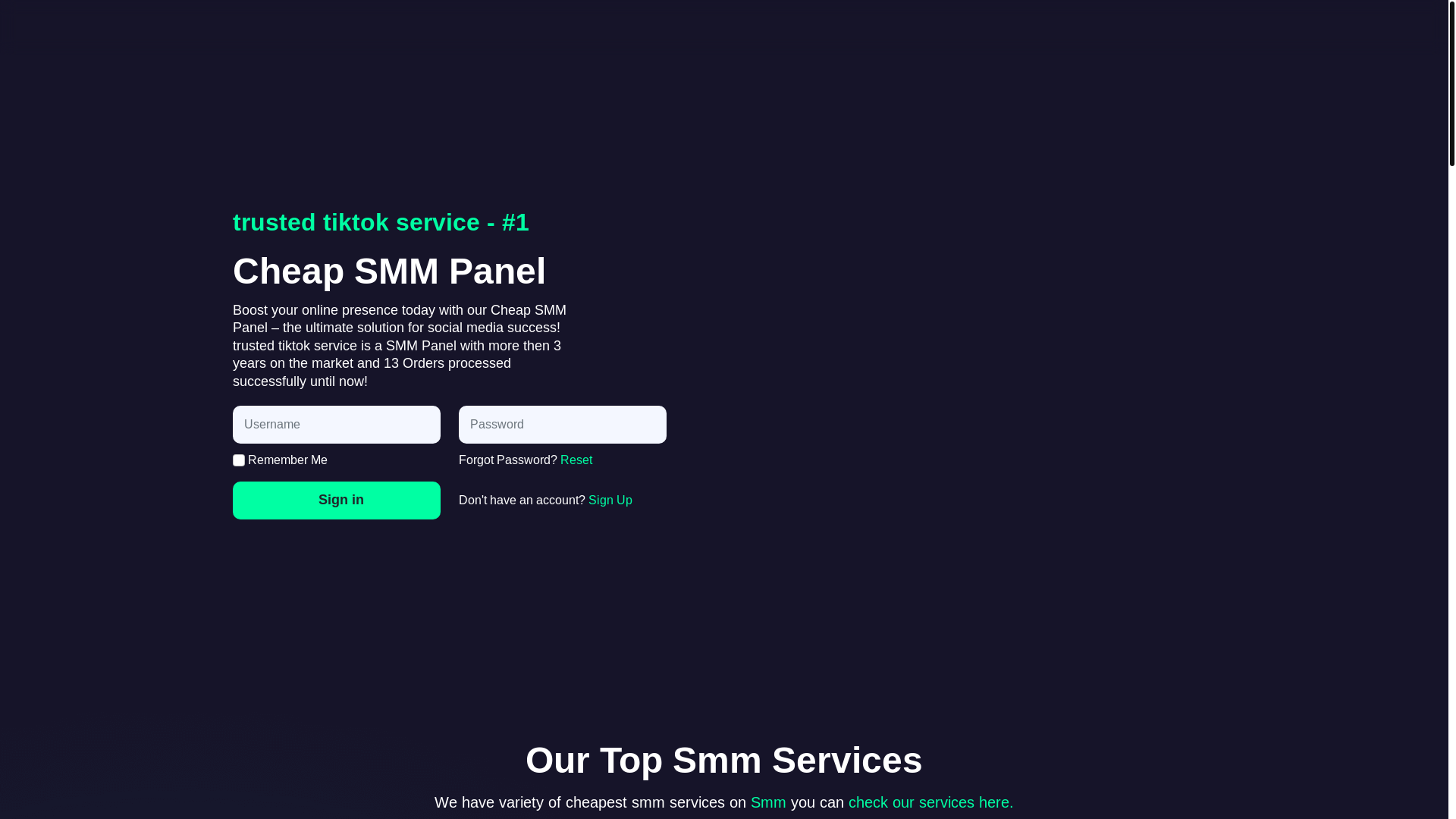 website screenshot of https://trustedtiktokservice.top/