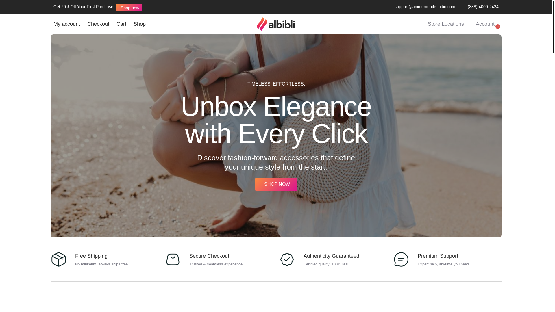 website screenshot of https://animemerchstudio.com/