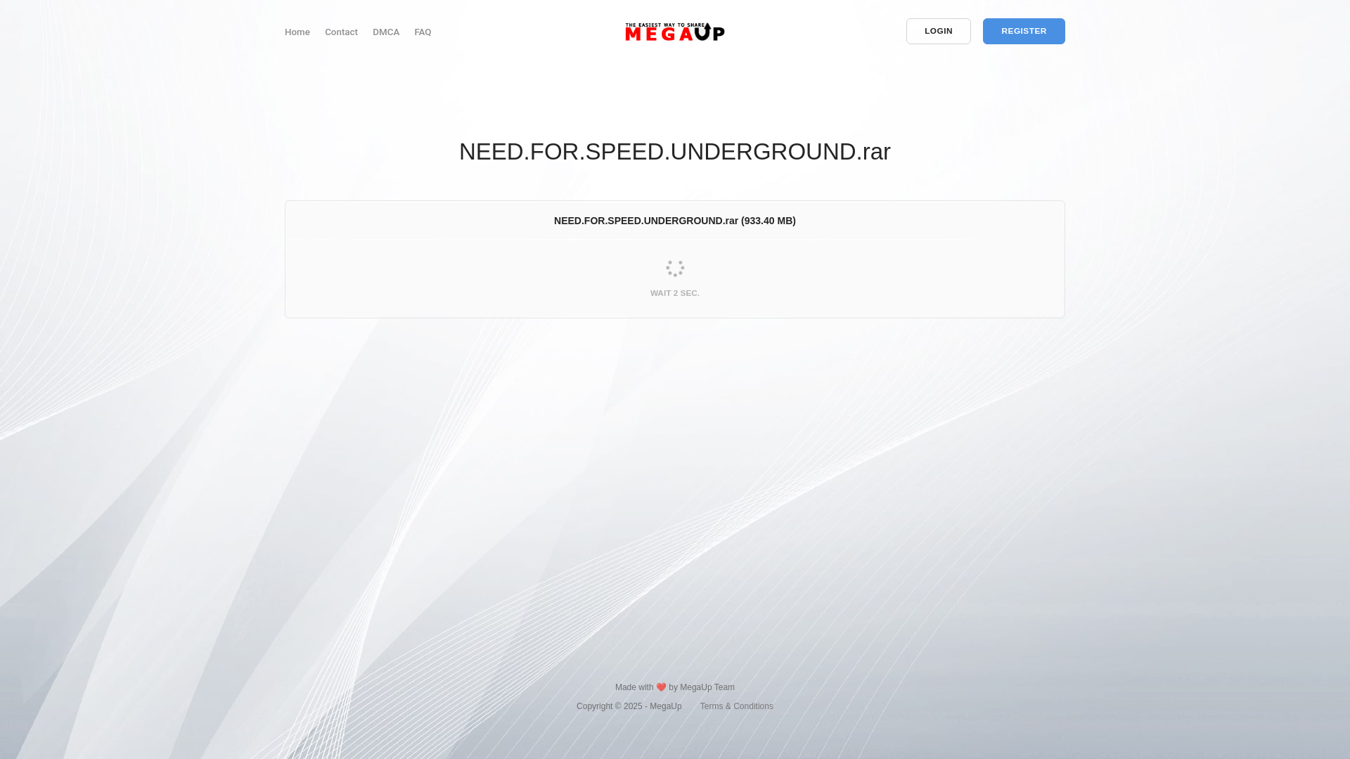 website screenshot of https://megaup.net/r9z2/NEED.FOR.SPEED.UNDERGROUND.rar