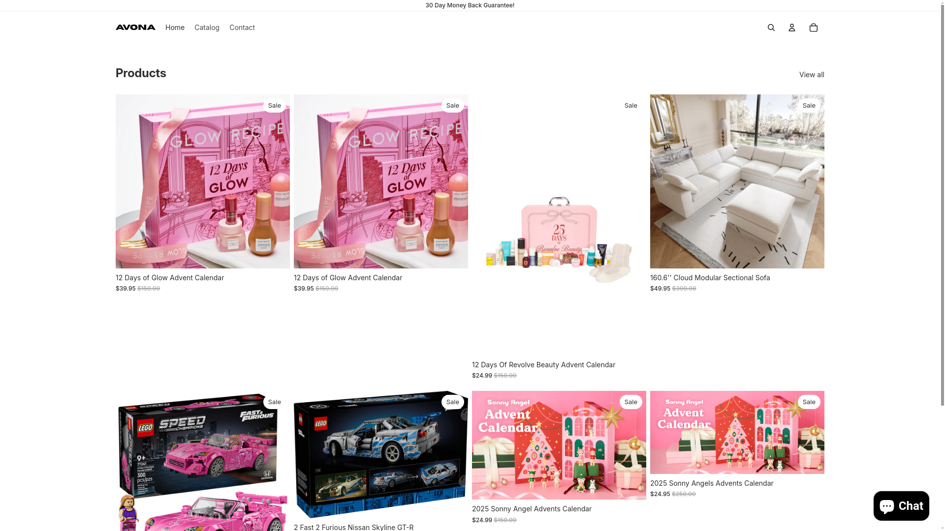 website screenshot of https://avona-shop.store/