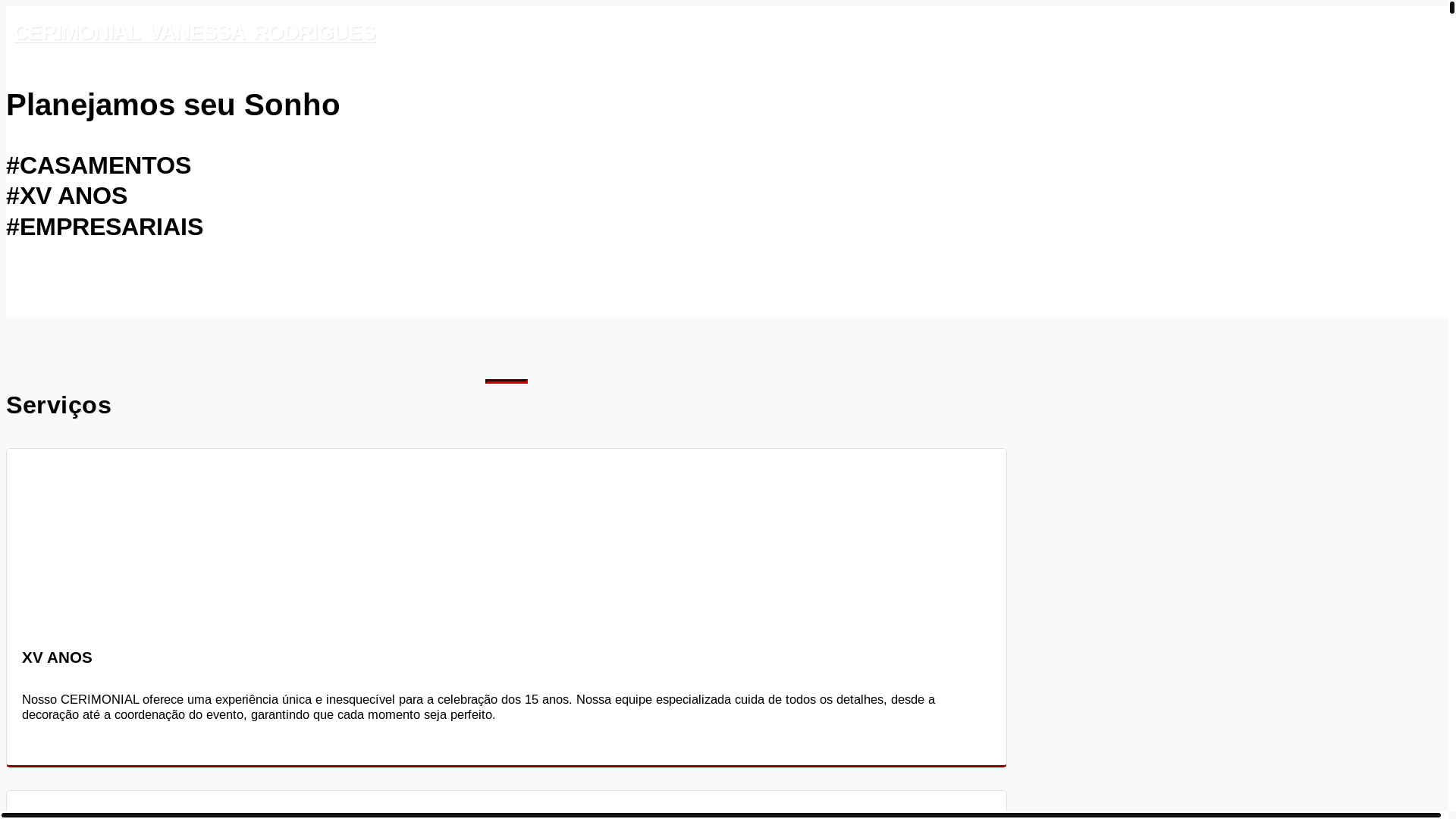 website screenshot of https://cerimonialvanessarodrigues.com.br/