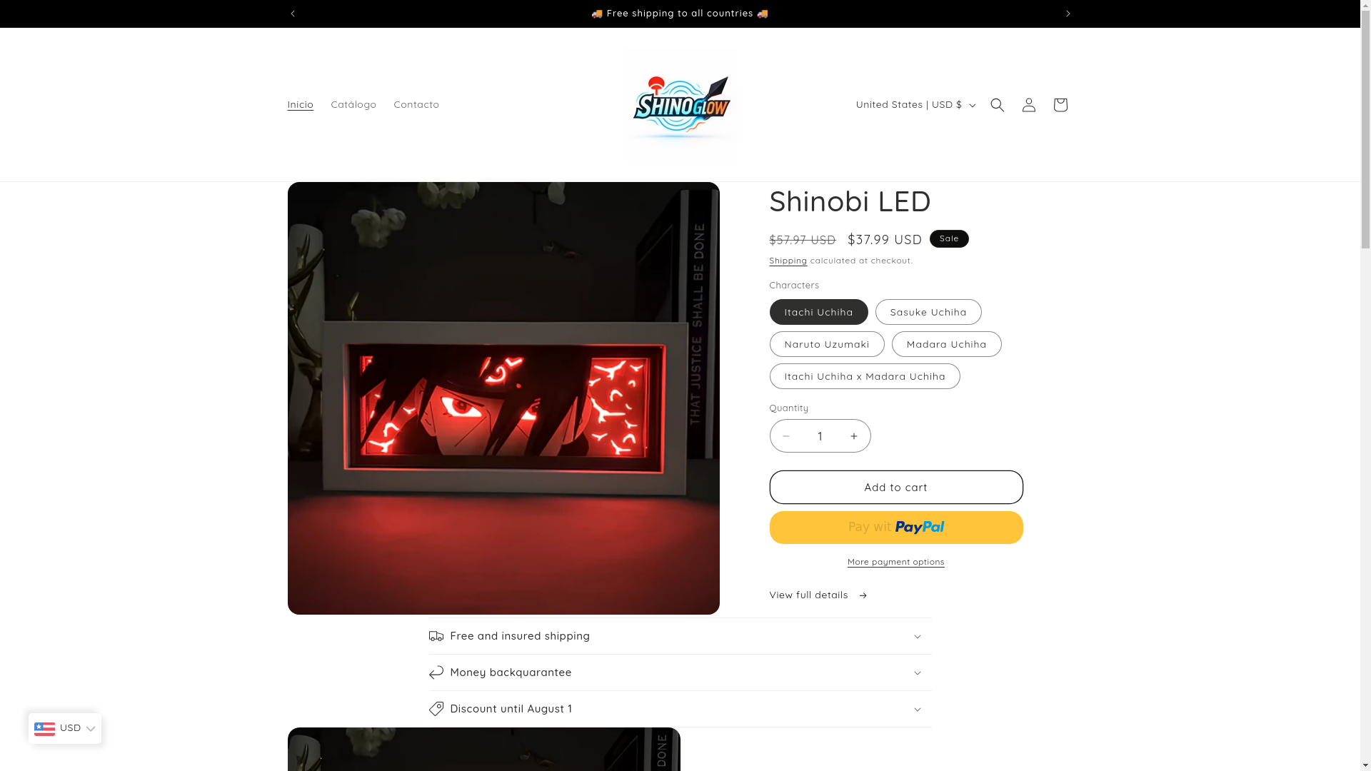 website screenshot of https://shinoglow.shop/