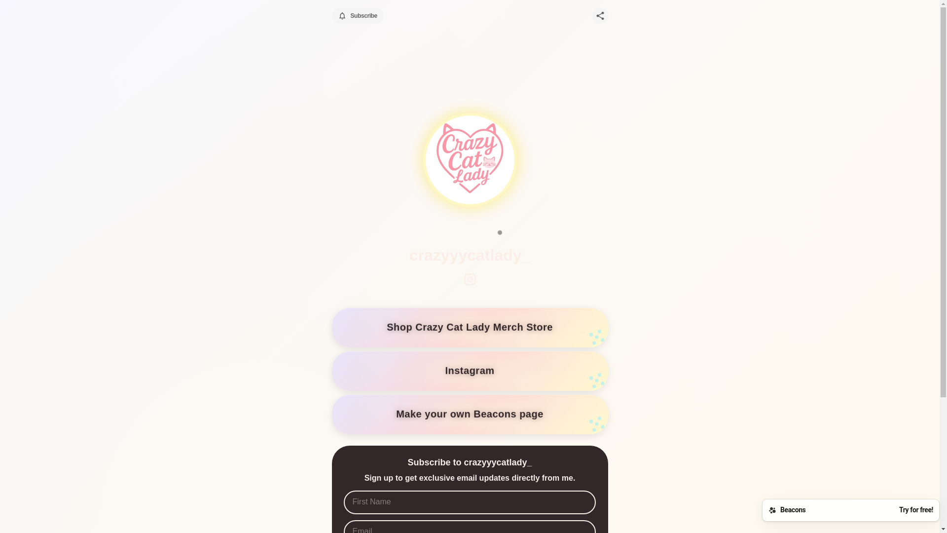 website screenshot of https://crazyyycatlady.com/