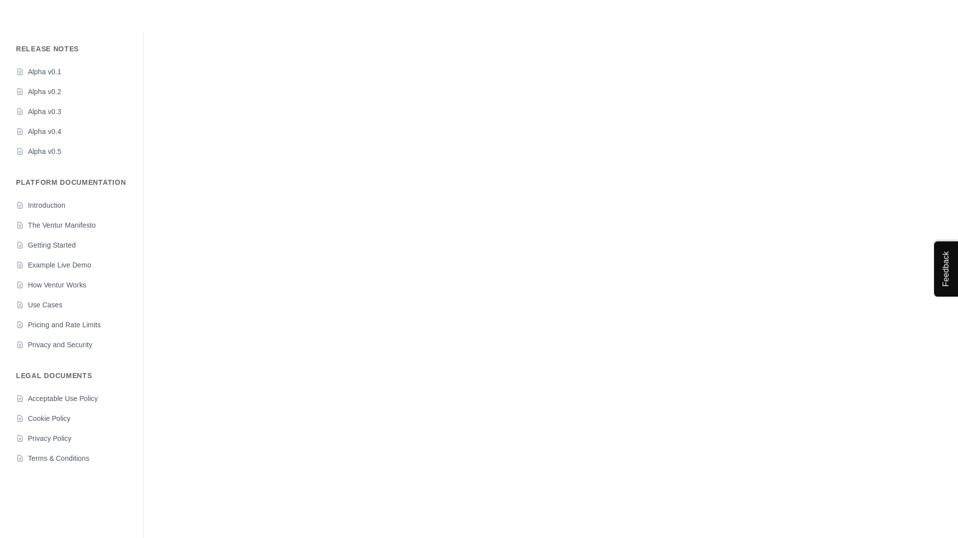 website screenshot of https://ventur-official-documentation.pages.dev/