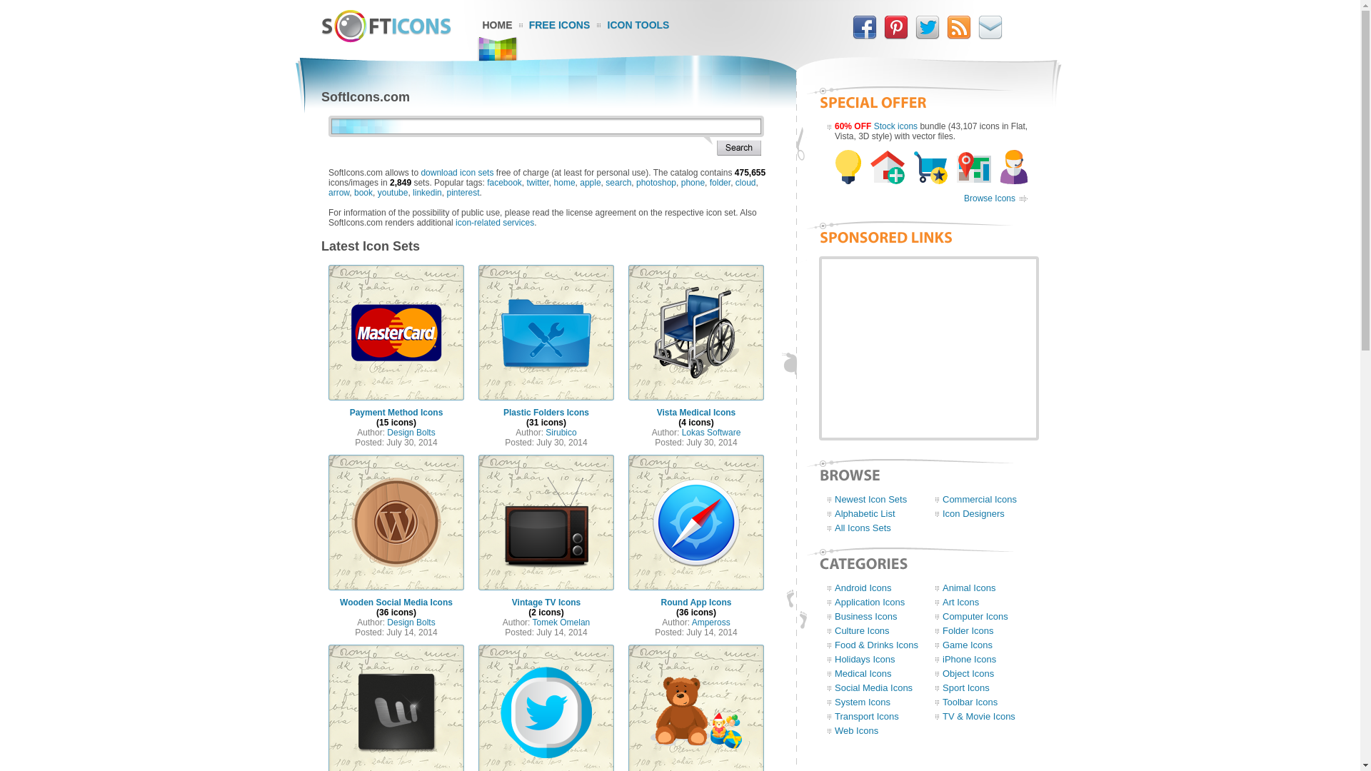 website screenshot of https://www.softicons.com/