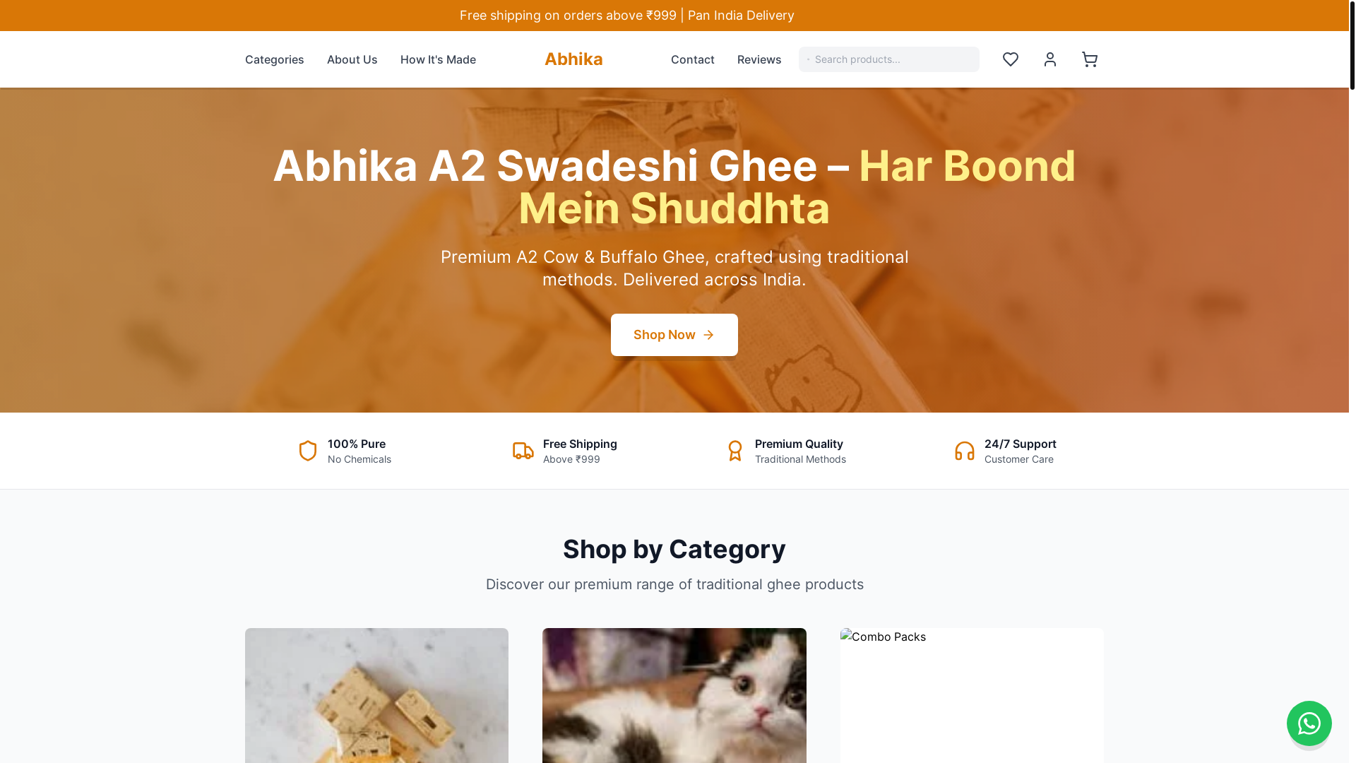 website screenshot of https://abhikafoods.in/