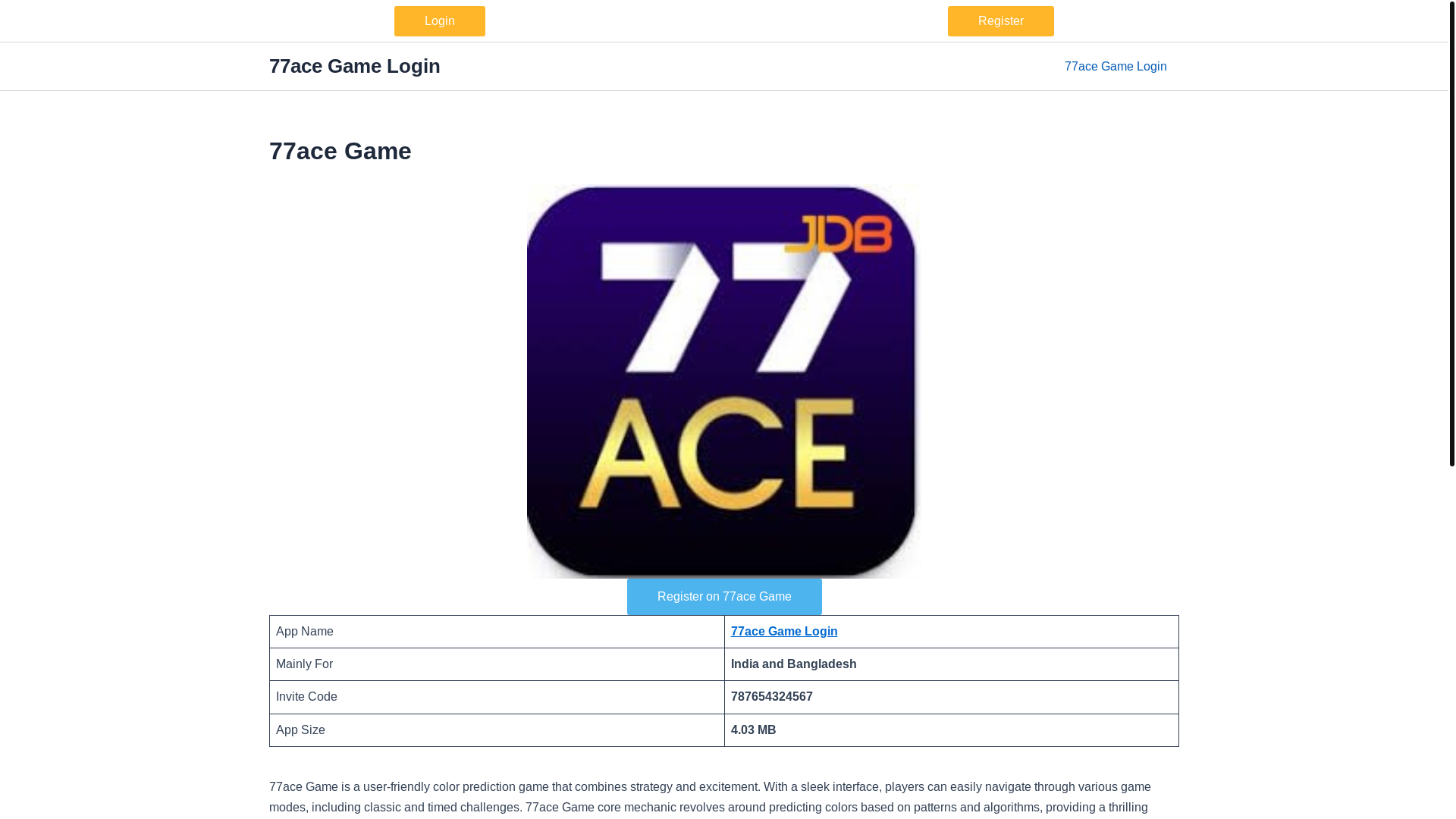 website screenshot of https://77aced.com/