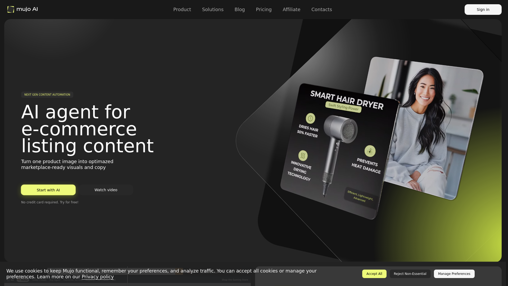 website screenshot of https://mujoai.com/