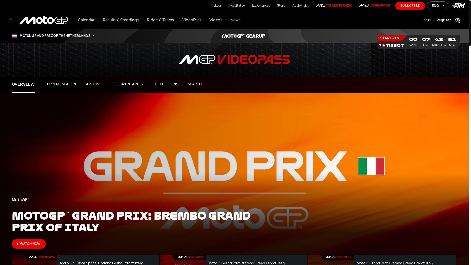 website screenshot of https://www.motogp.com/en/videopass
