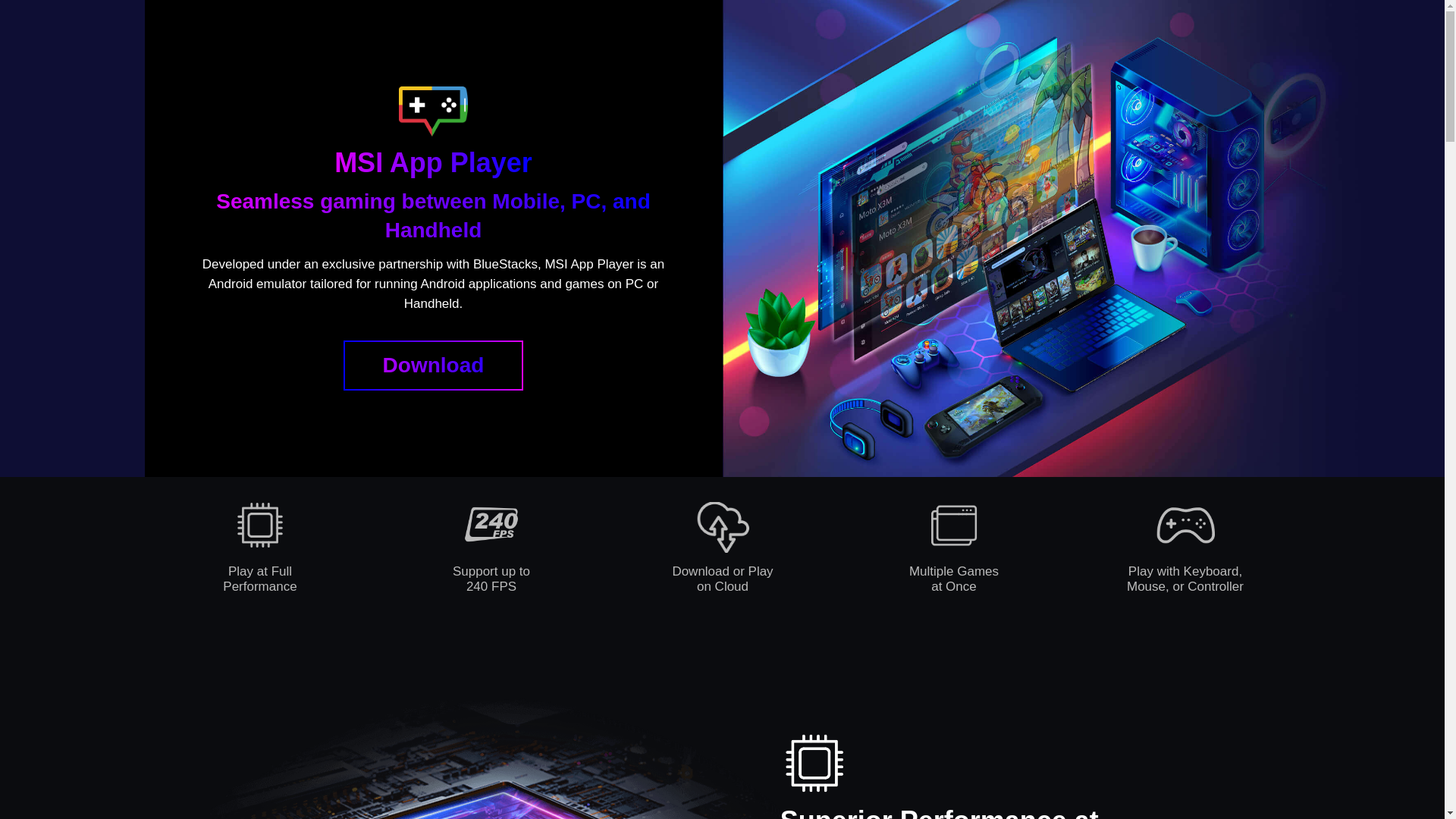 website screenshot of https://www.msi.com/Landing/appplayer