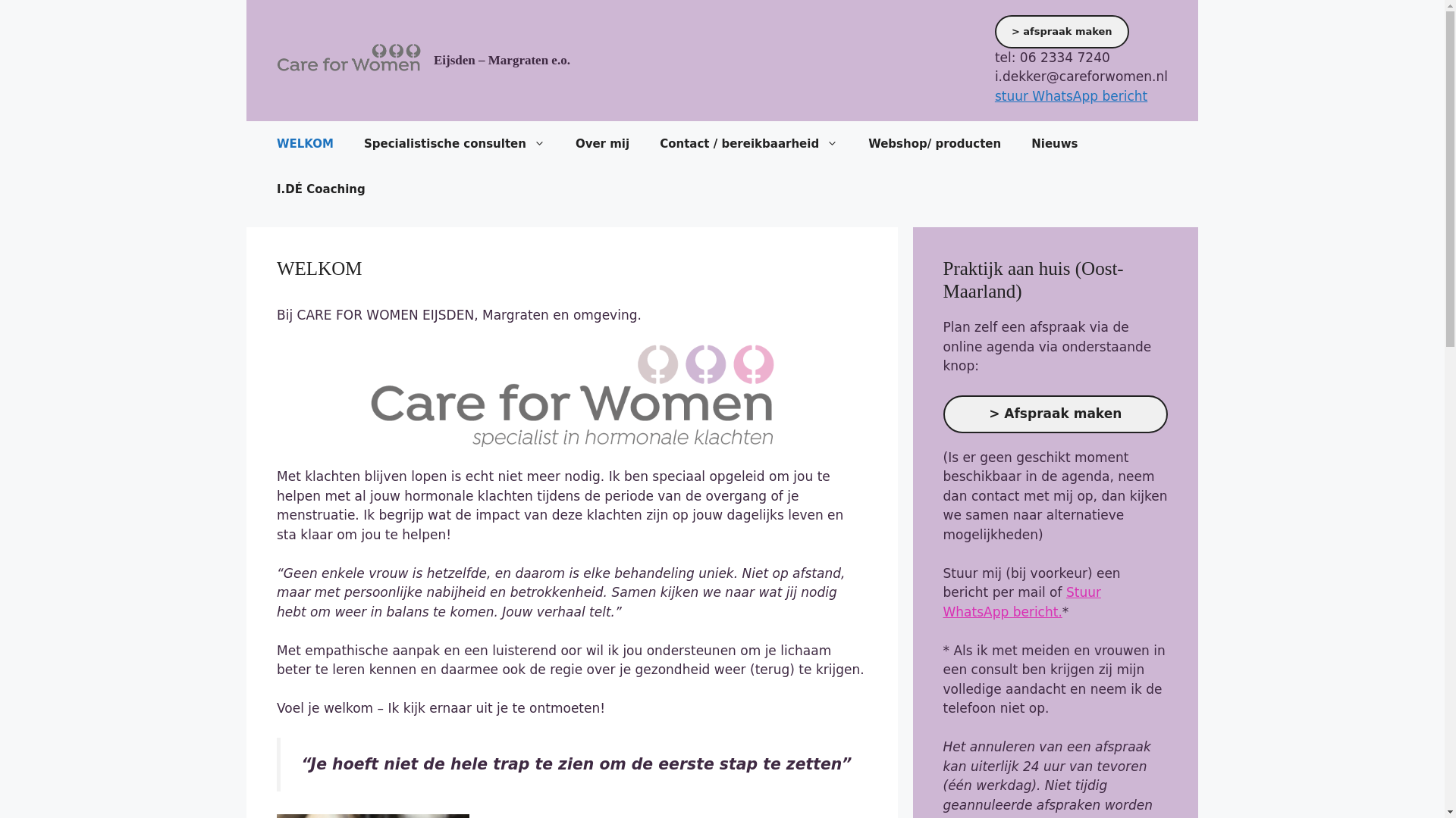 website screenshot of https://careforwomen-maaseik.be/