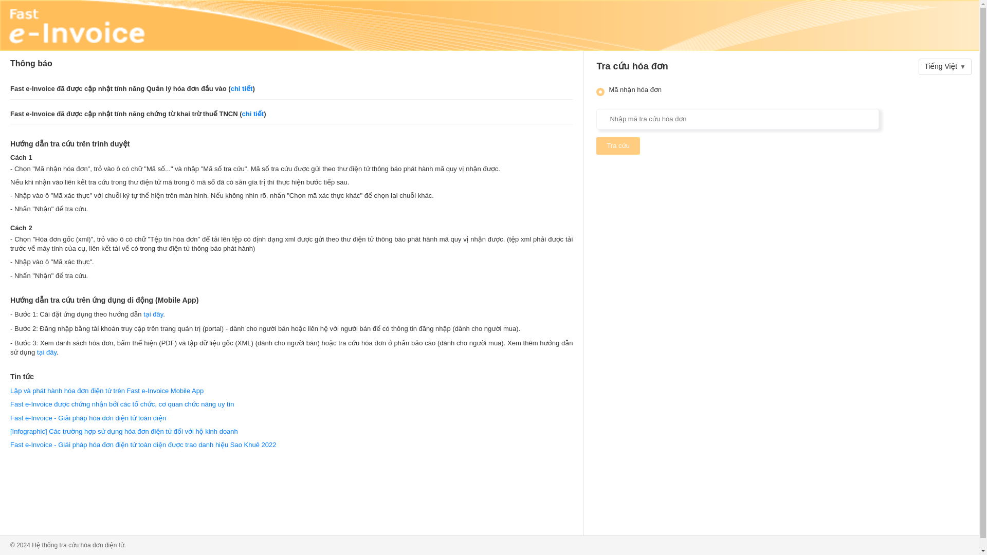 website screenshot of https://invoicefast.com.vn/