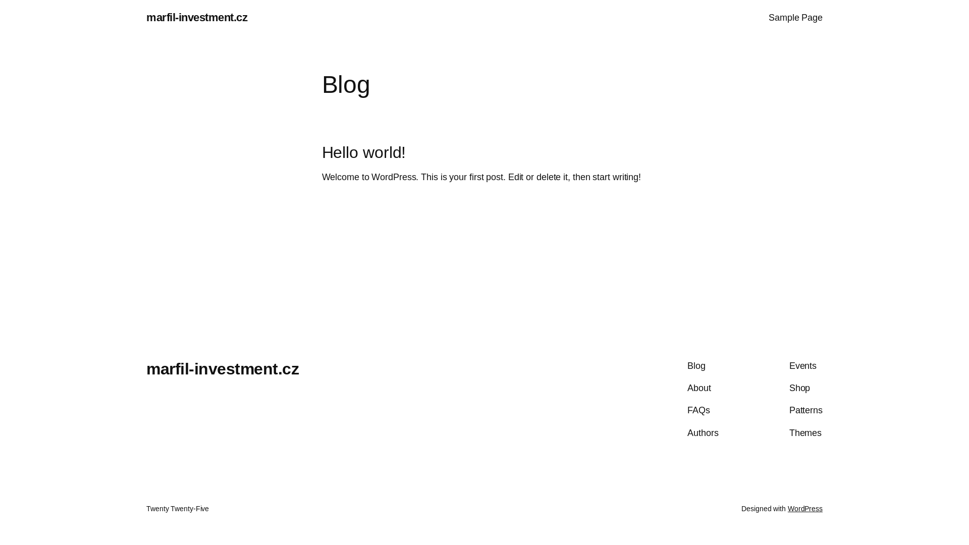 website screenshot of https://marfil-investment.cz/