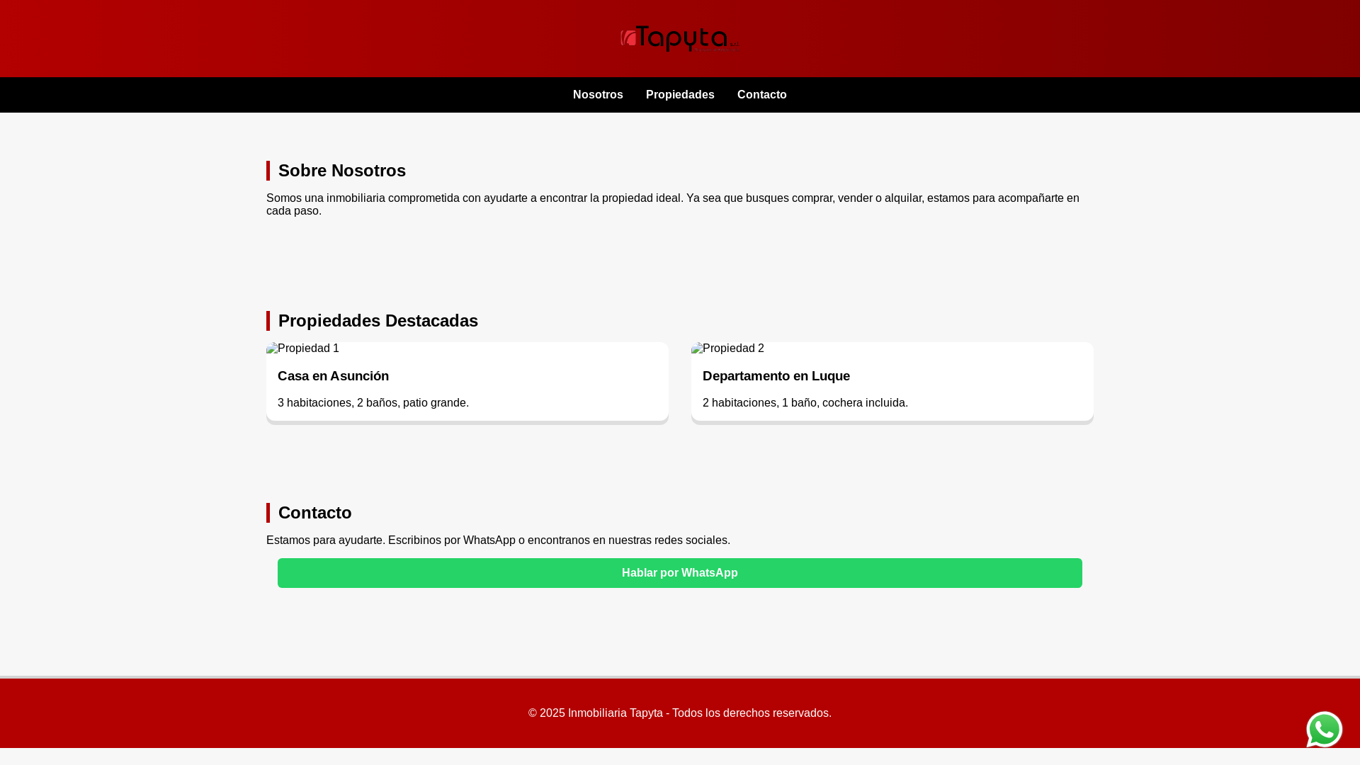website screenshot of https://tapyta-inmobiliaria.pages.dev/