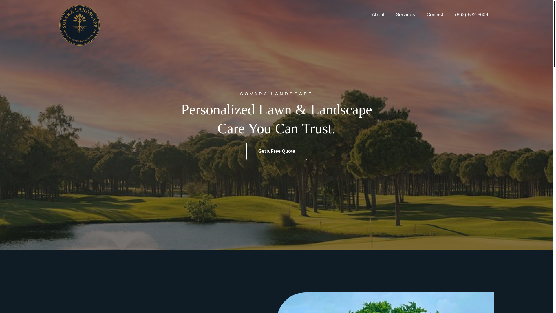 website screenshot of https://sovaralandscape.com/