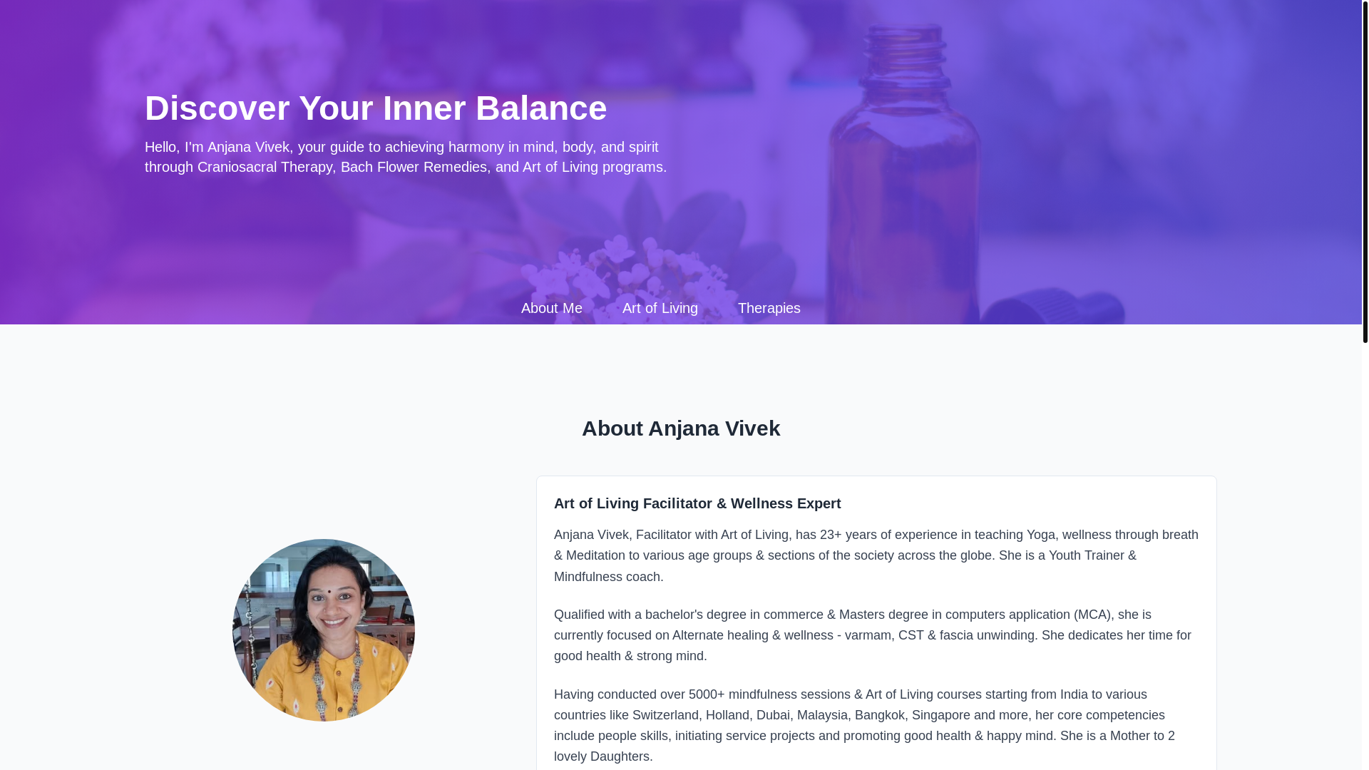 website screenshot of https://anjanavivek.pages.dev/