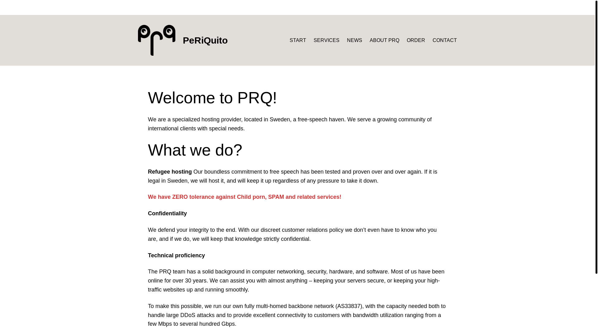website screenshot of https://prq.se/