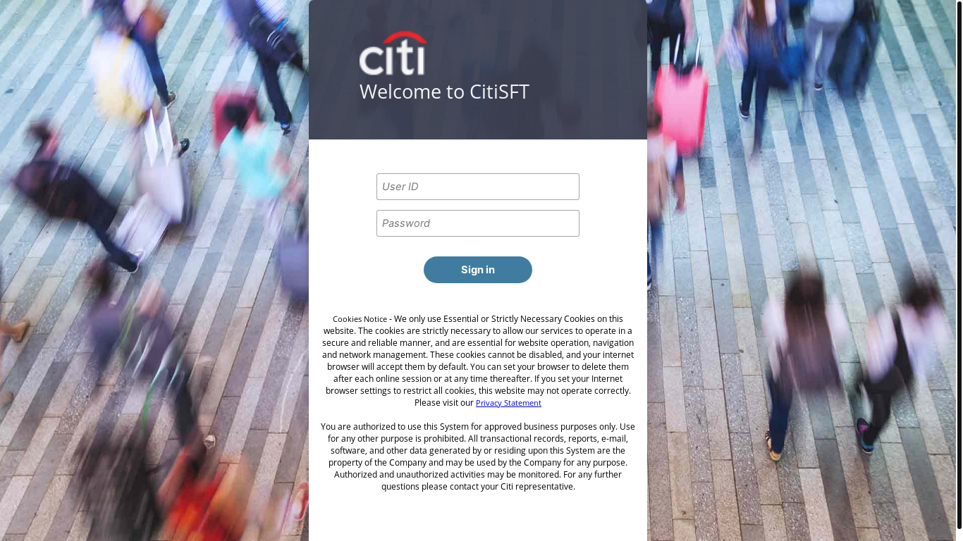 website screenshot of https://securefiletransferuat.citigroup.com/