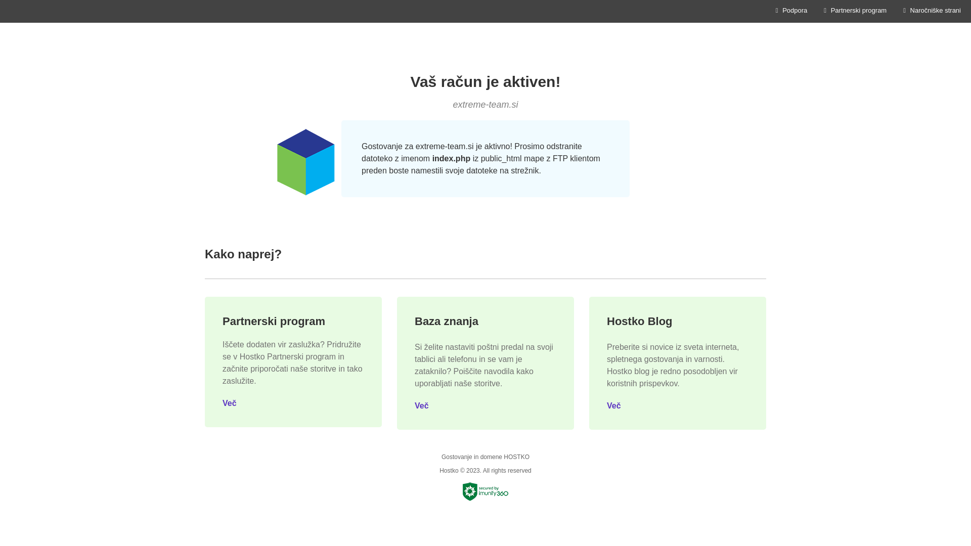 website screenshot of https://extreme-team.si/