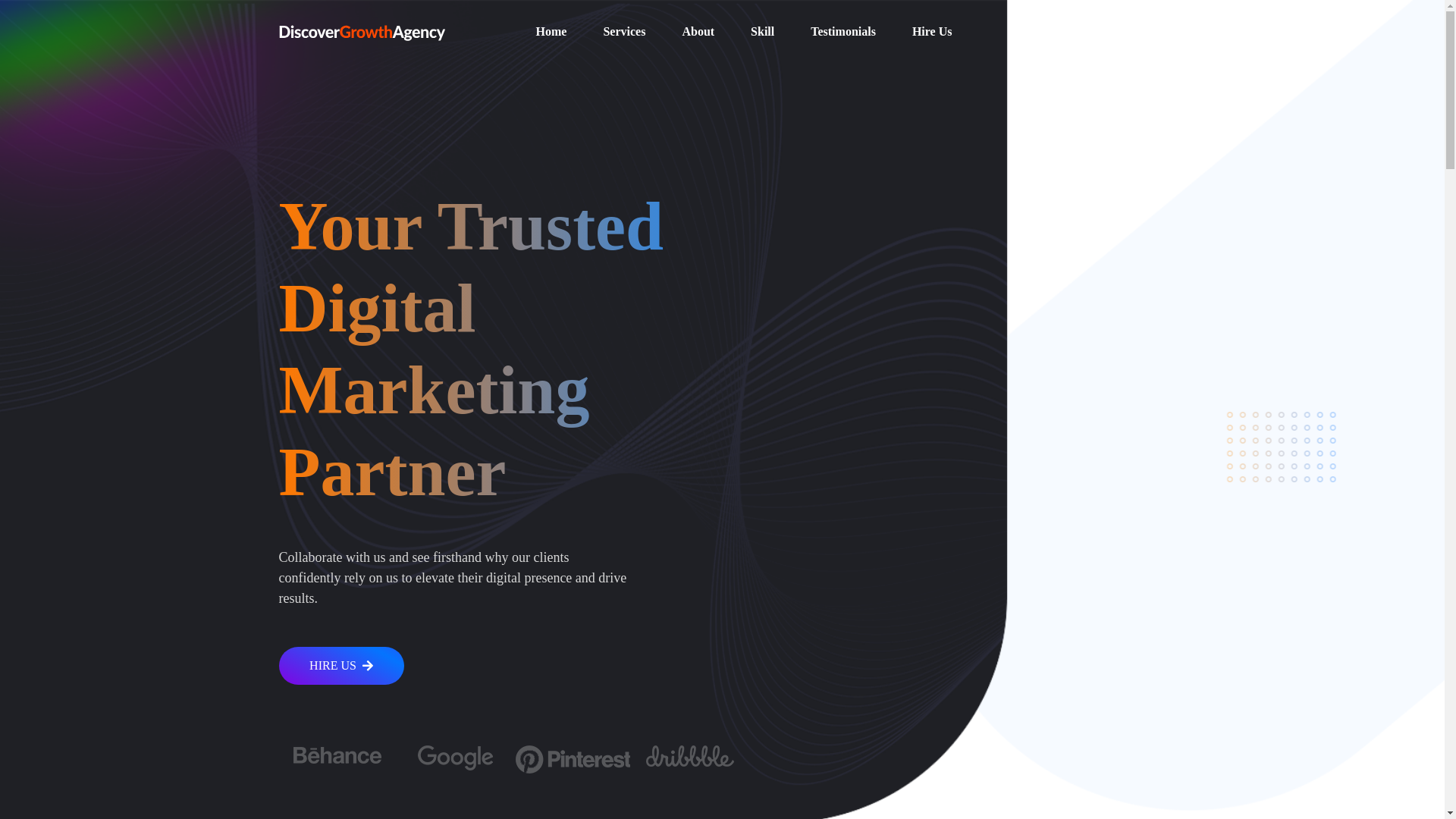 website screenshot of https://discovergrowthagency.com/