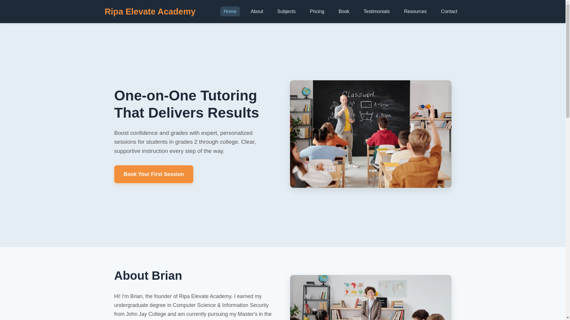 website screenshot of https://ripaelevateacademy.com/