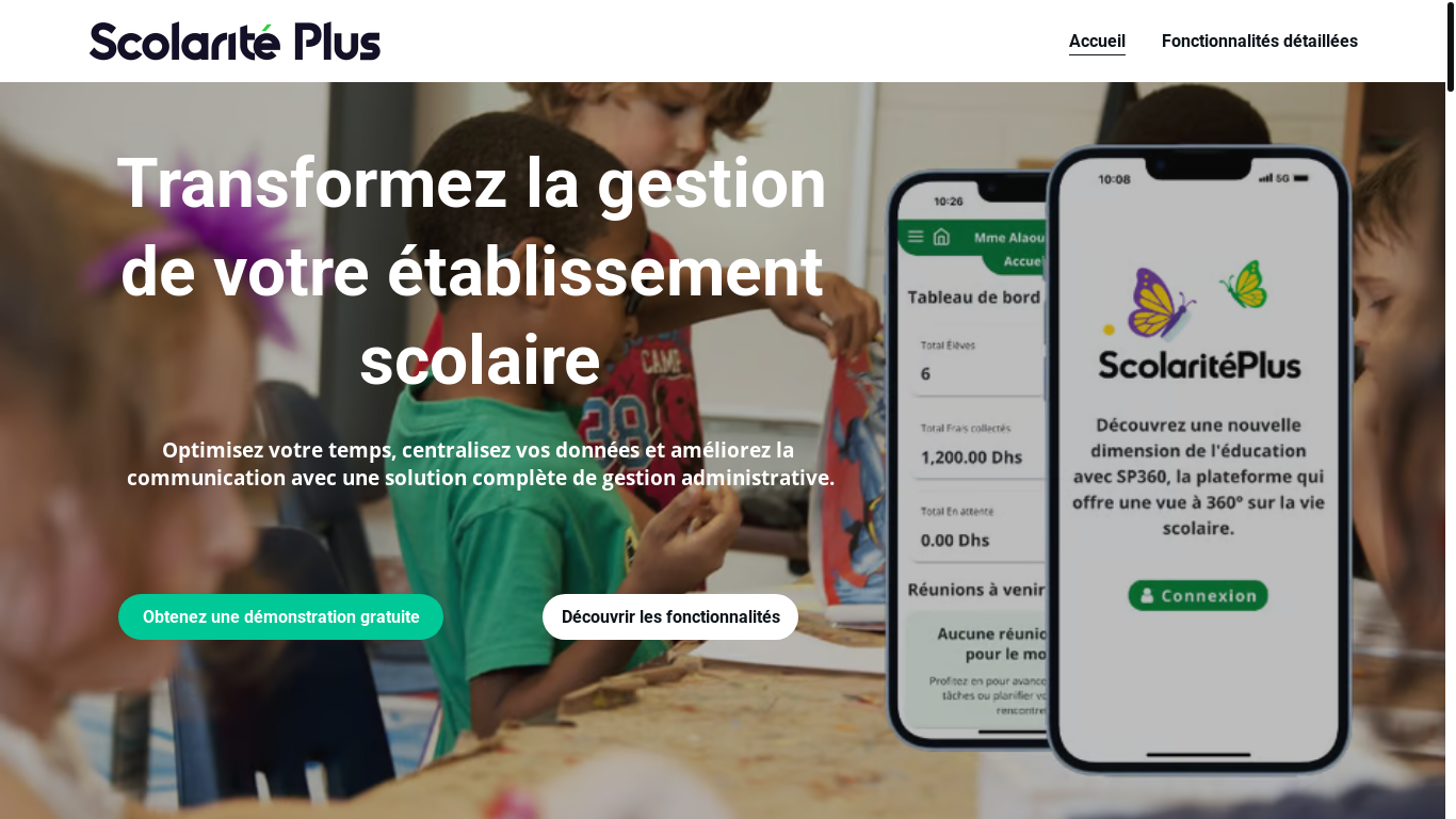 website screenshot of https://scolariteplus.com/