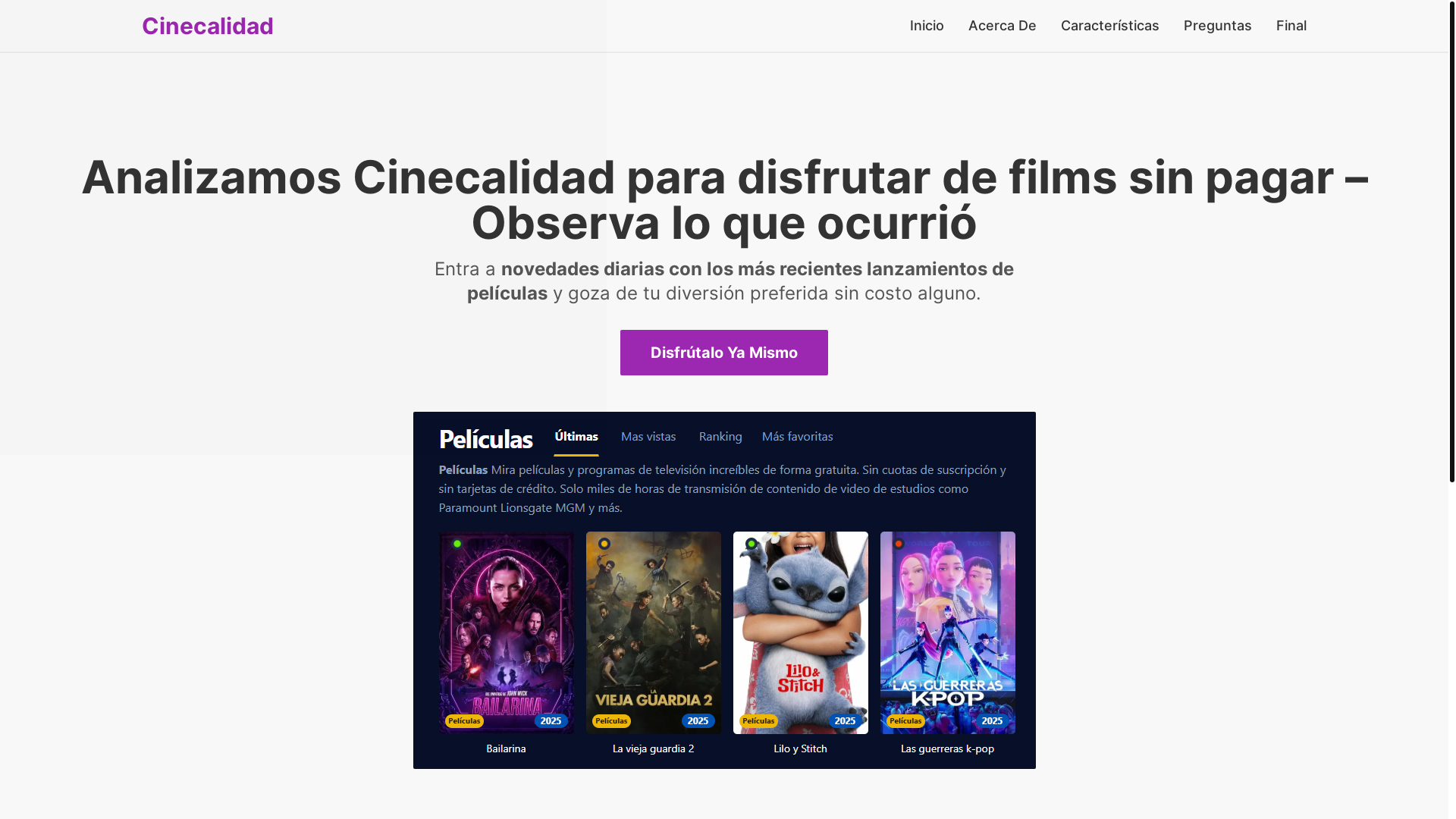 website screenshot of https://cinecalidad-p9u2.pages.dev/
