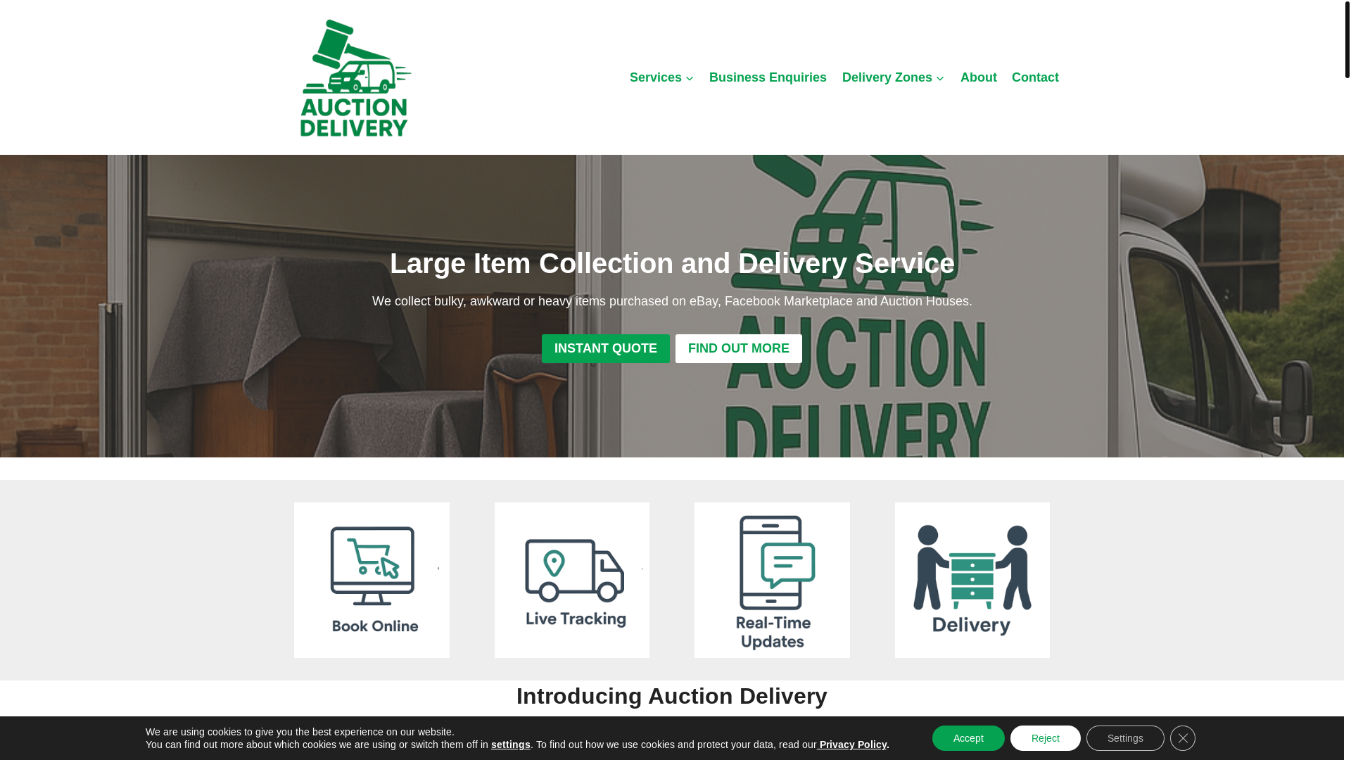 website screenshot of https://auctiondelivery.co.uk/