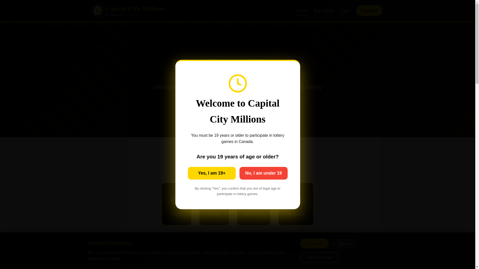 website screenshot of https://capitalcitymillions.com/