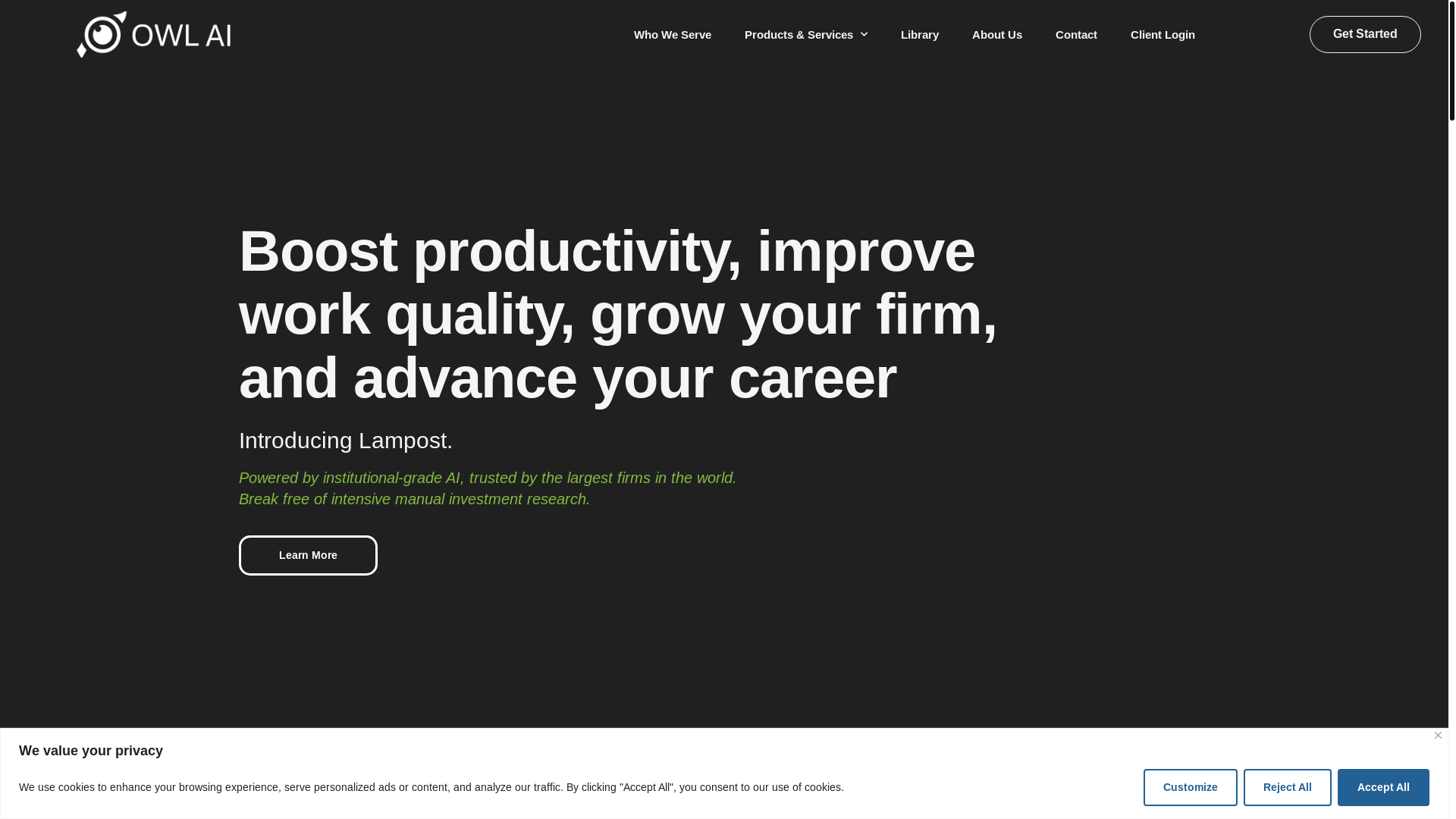 website screenshot of https://owlaiapp.com/