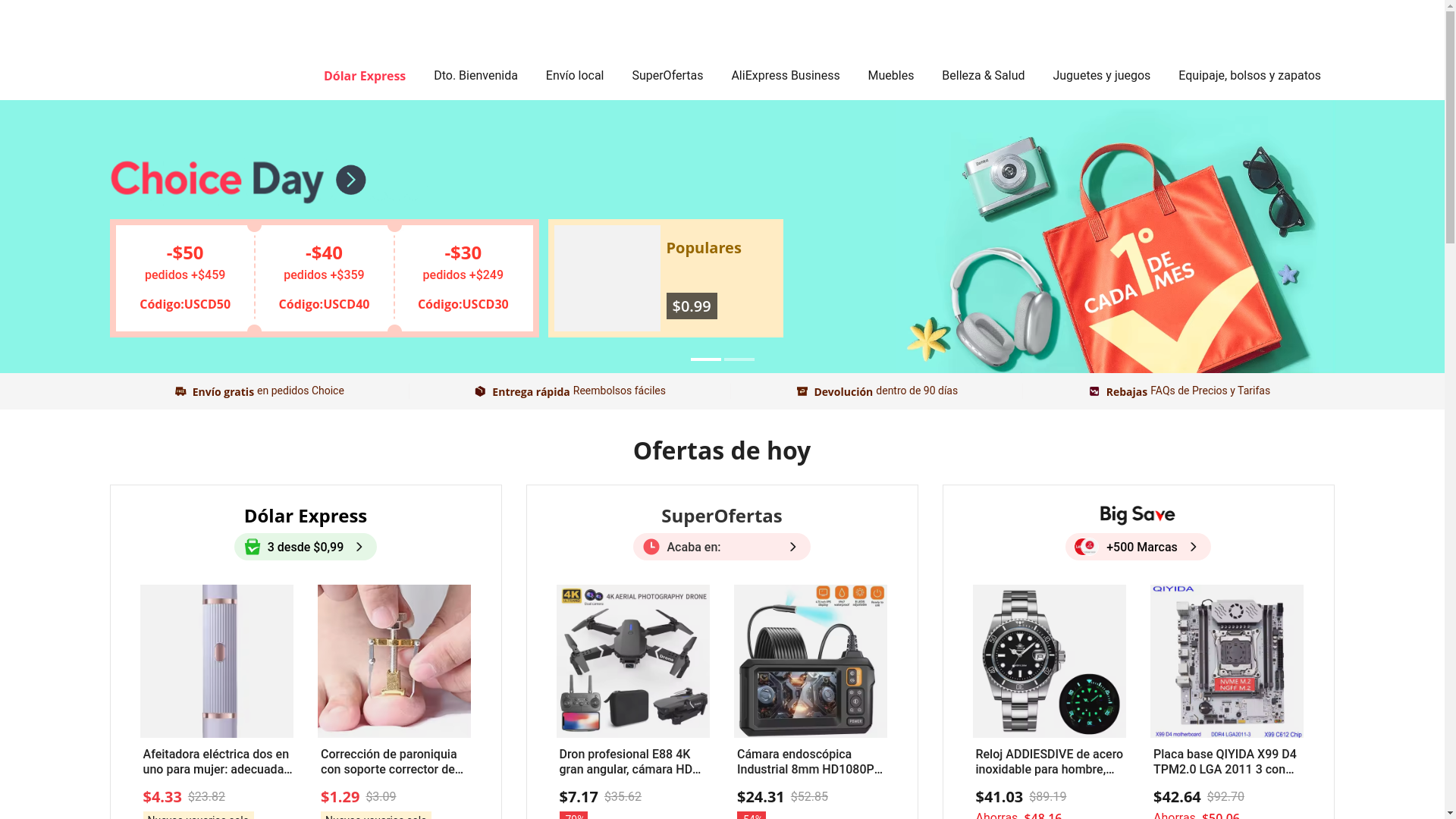 website screenshot of https://aliexpress.com/