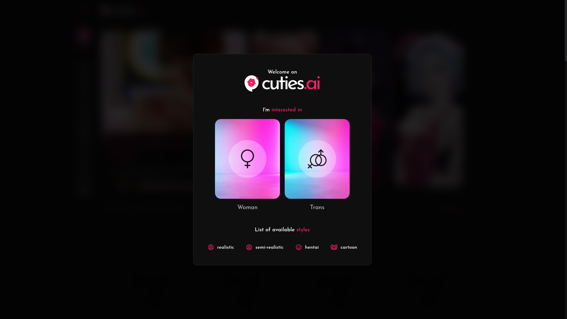 website screenshot of https://cuties.ai/
