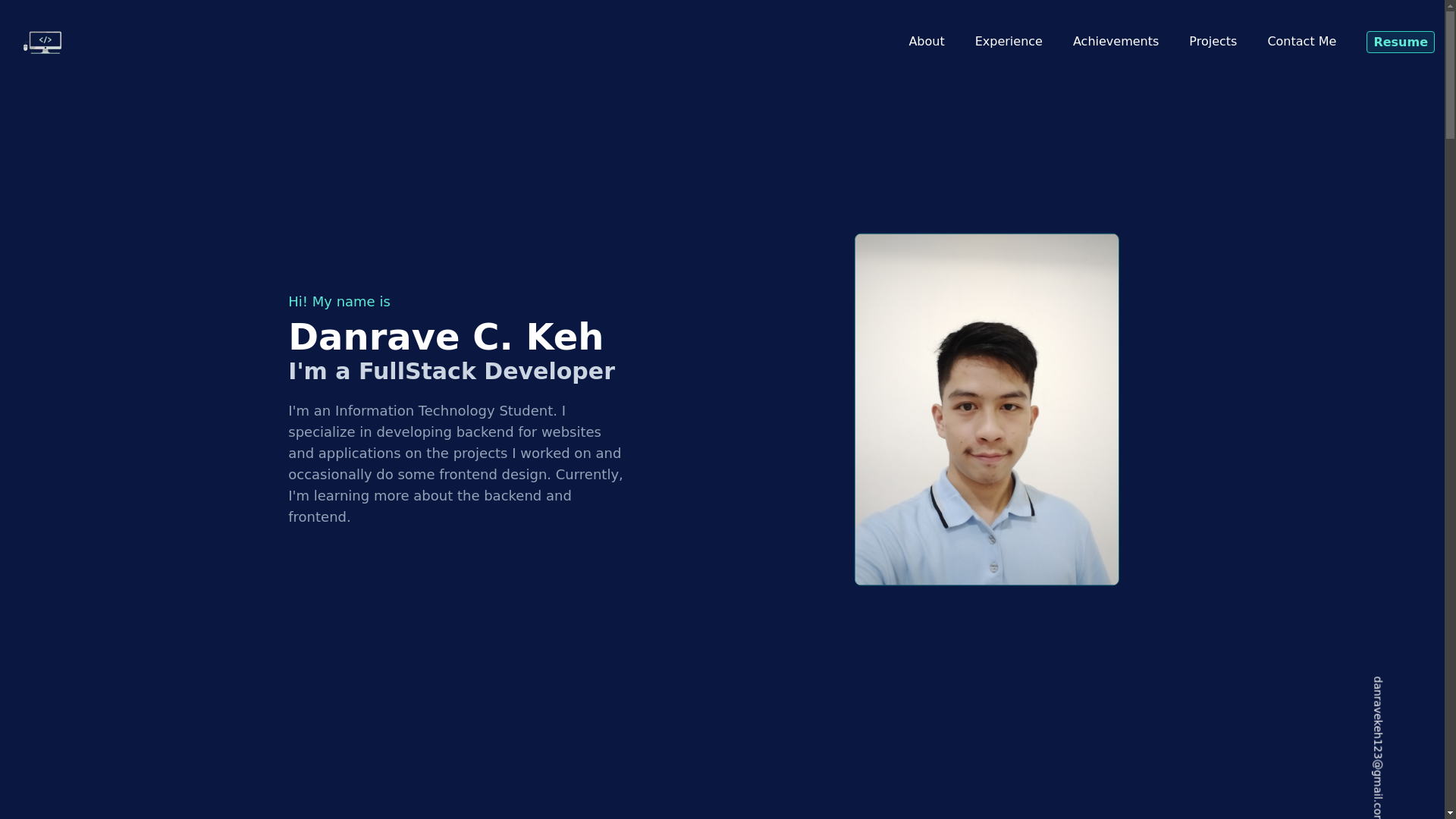 website screenshot of https://danravekeh.com/