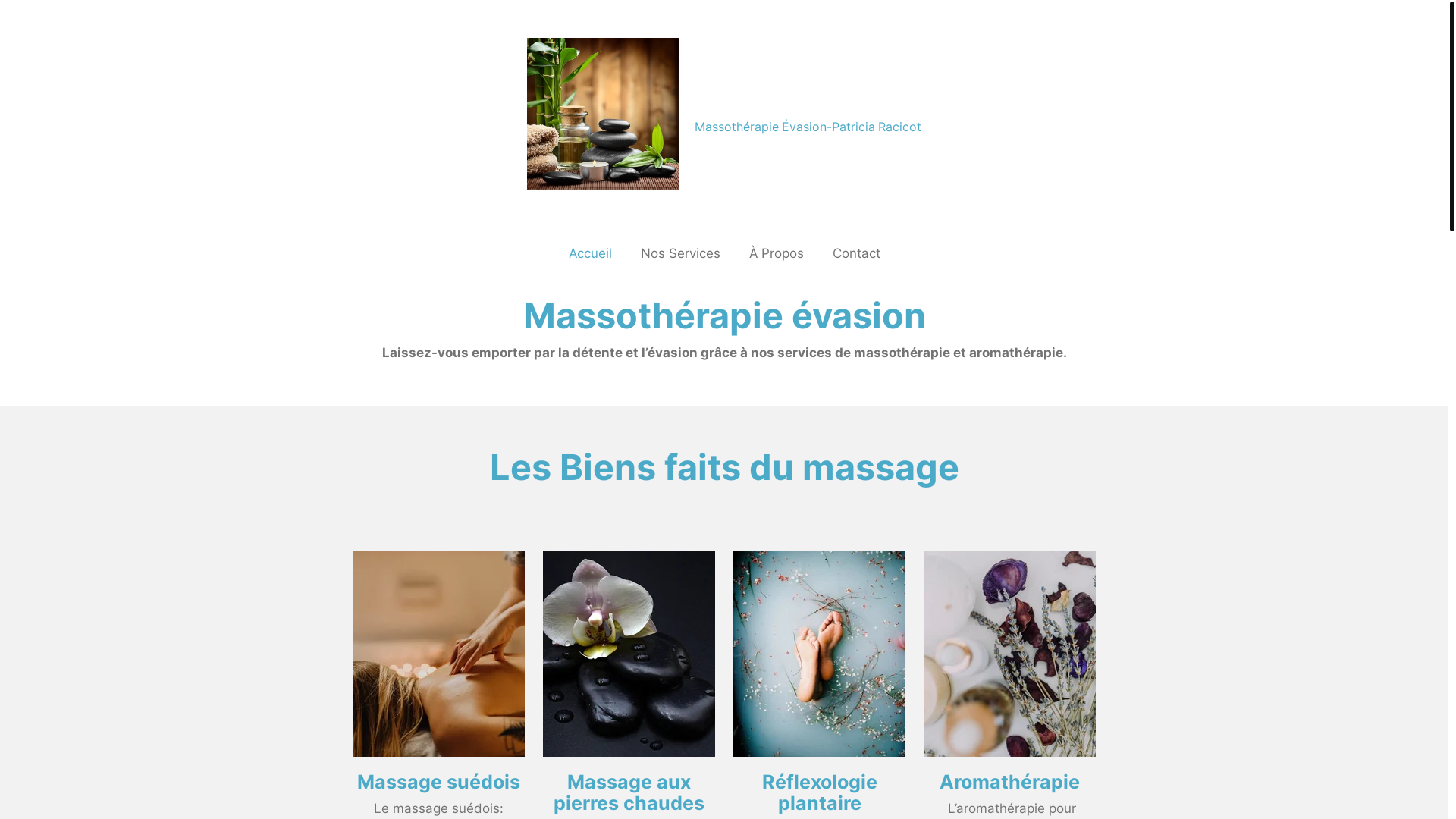 website screenshot of https://massotherapie-evasion-patricia-racicot.com/