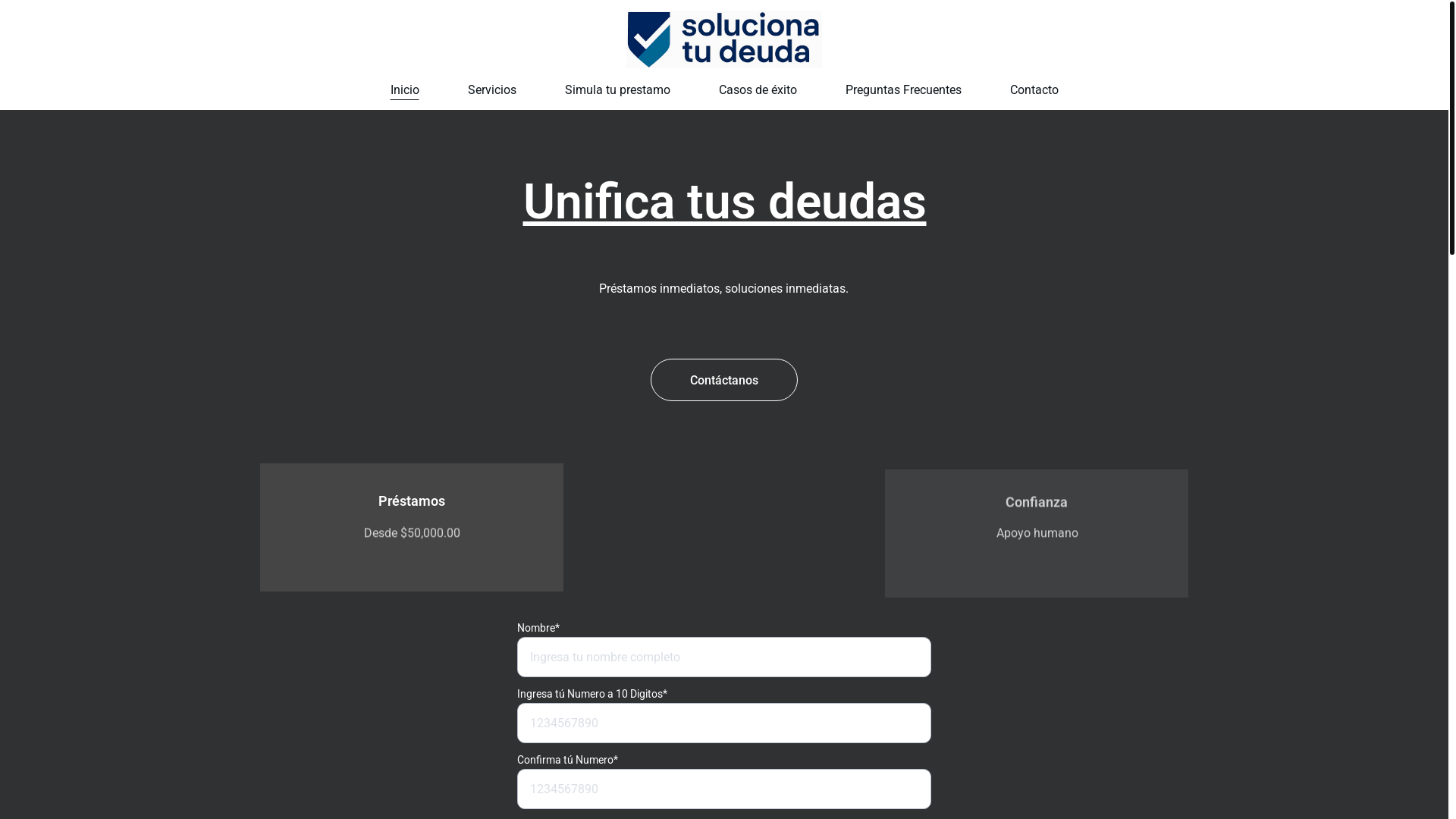 website screenshot of https://solucionatudeuda.online/