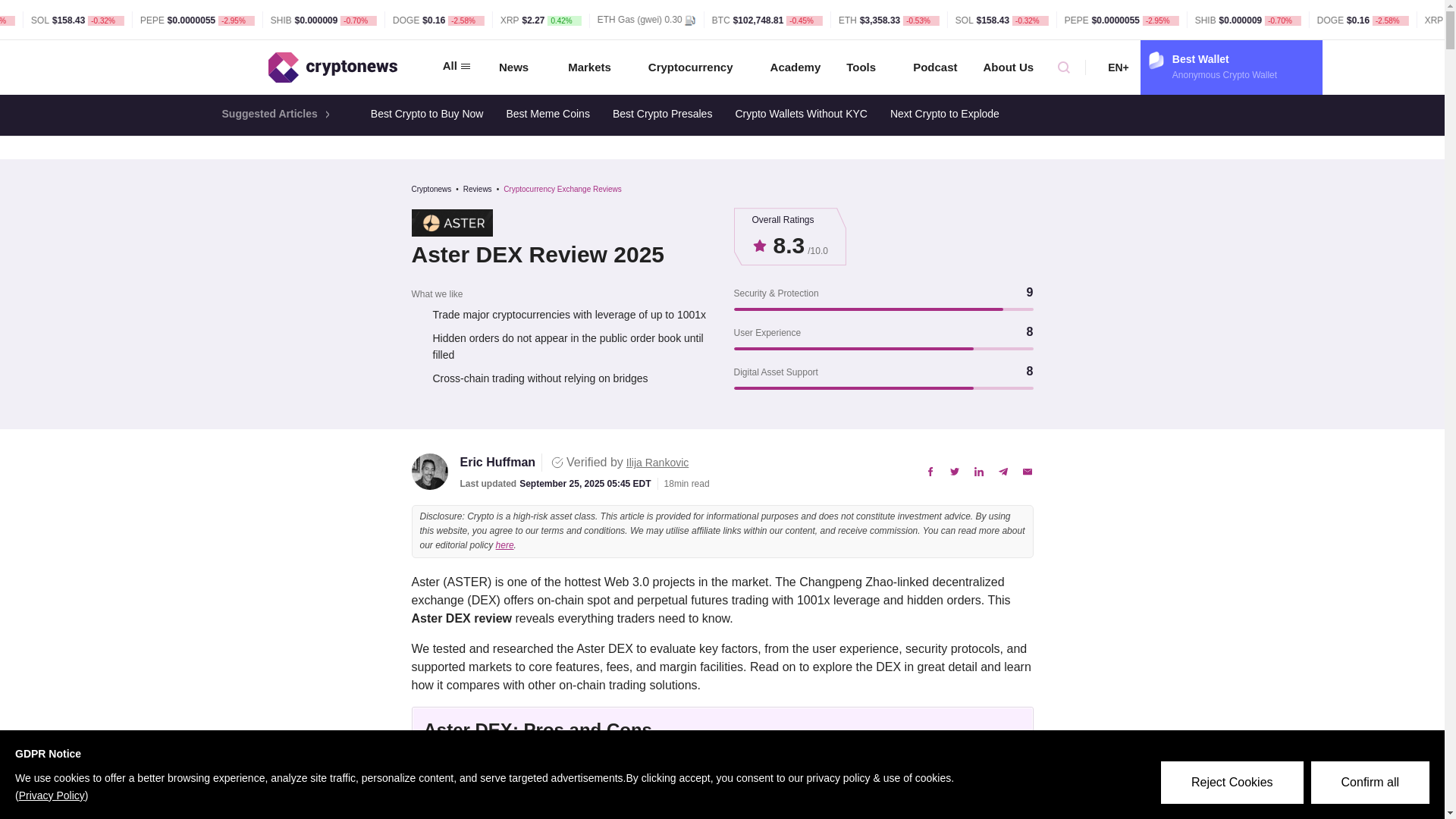 website screenshot of https://asterdeex.wiki/