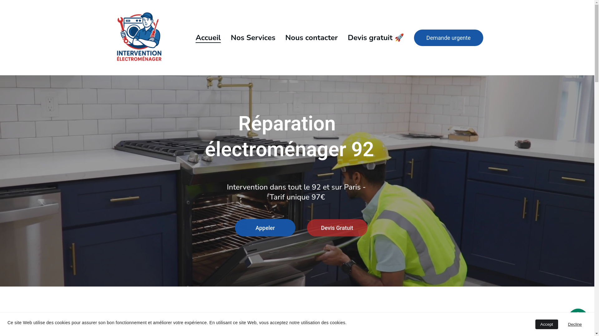 website screenshot of https://intervention-electromenager.fr/