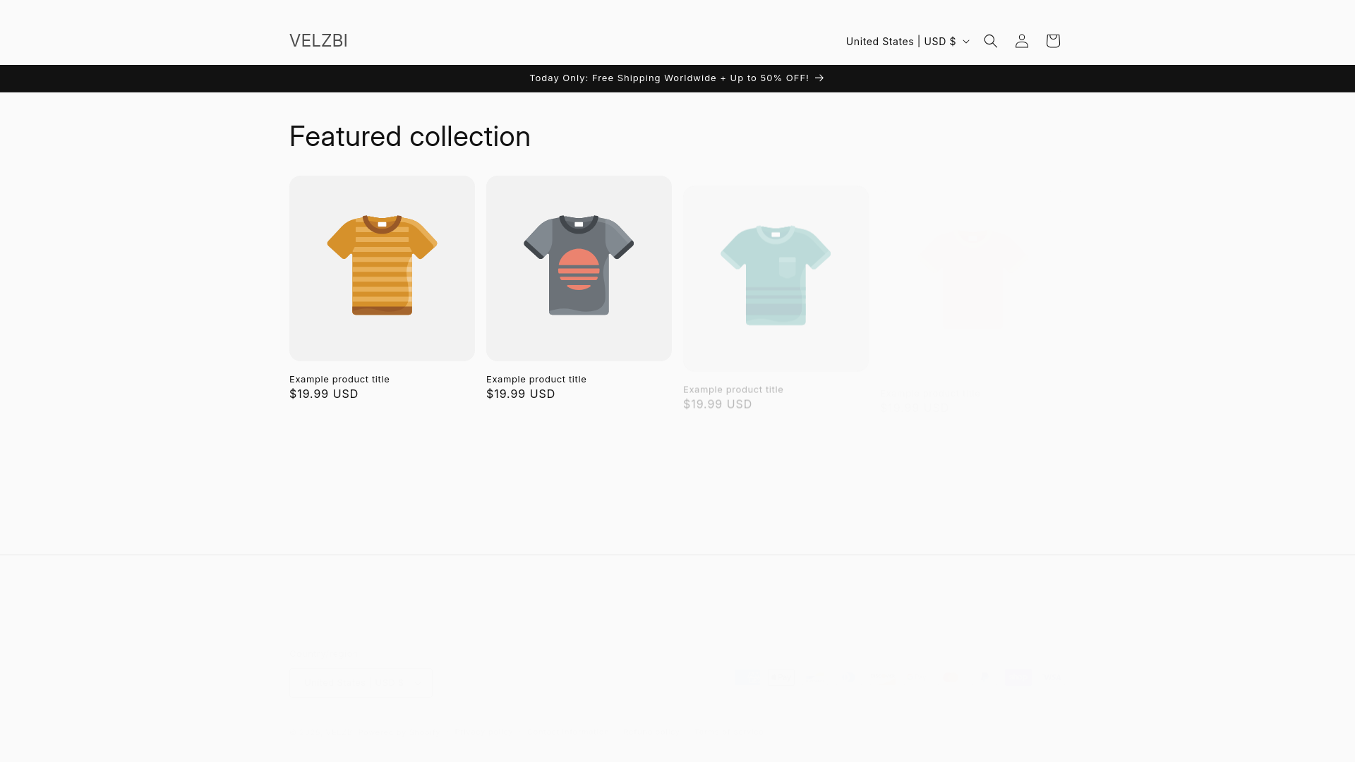 website screenshot of https://velzbi.store/