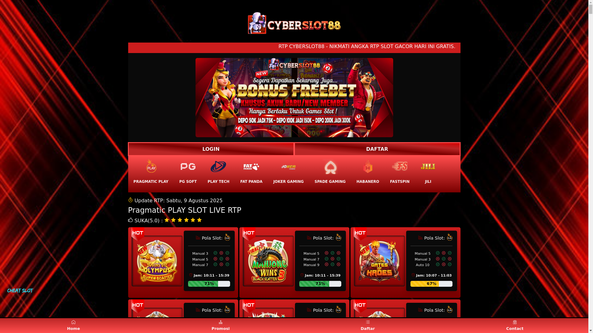 website screenshot of https://livecyberslot88.live/