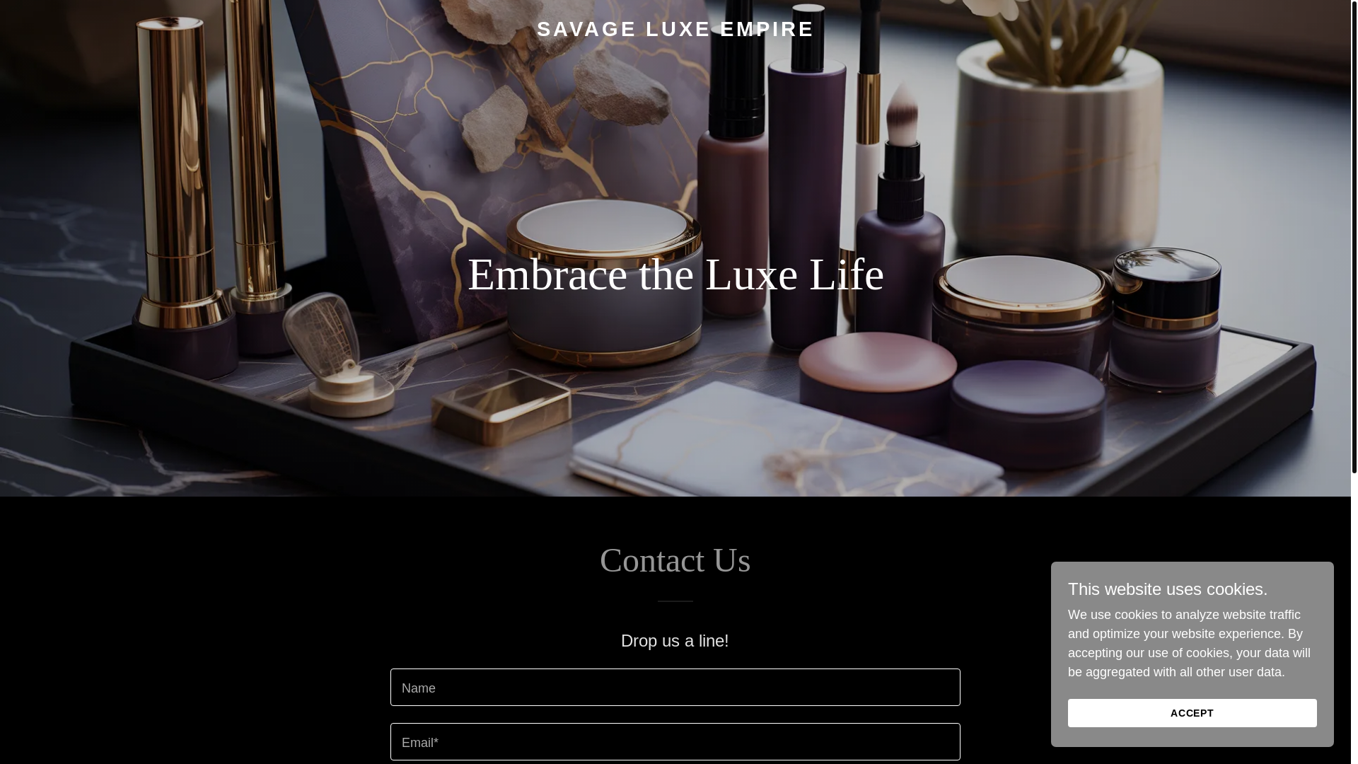 website screenshot of https://savageluxe-empire.com.au/