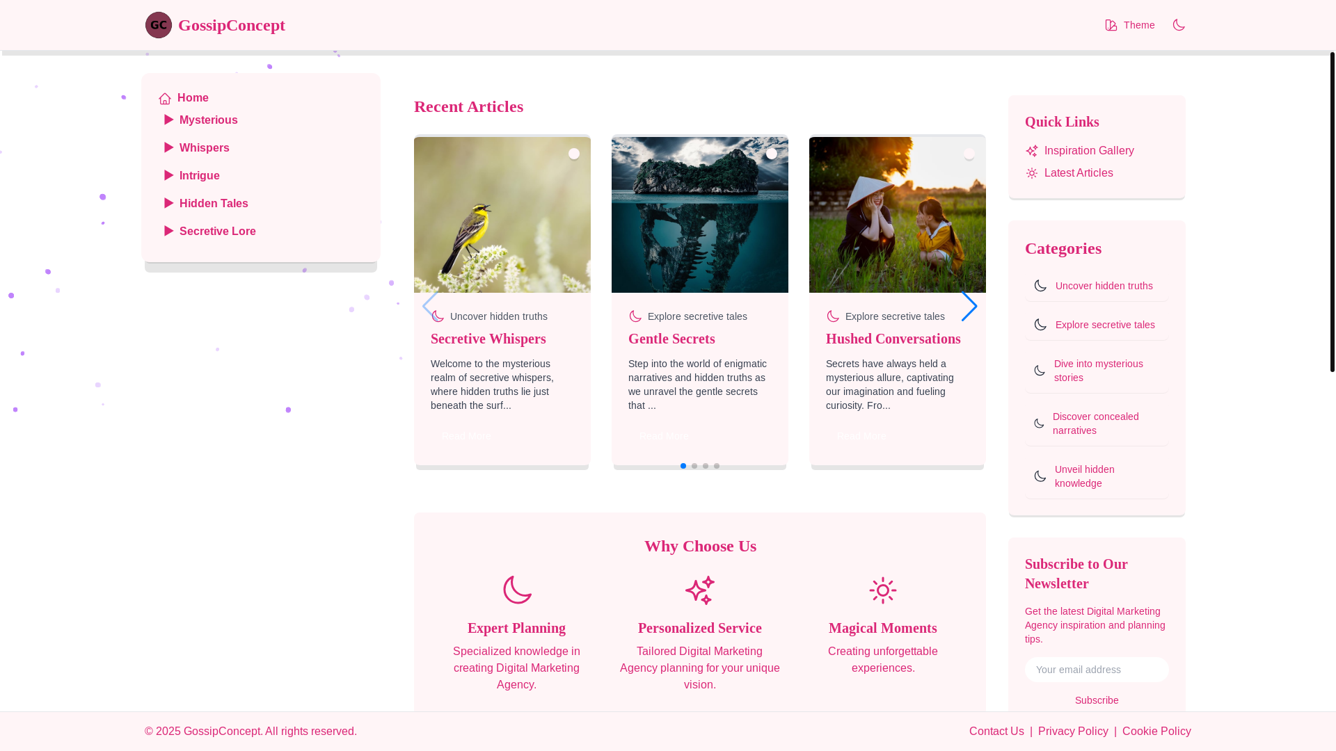 website screenshot of https://gossipconceptual.live/