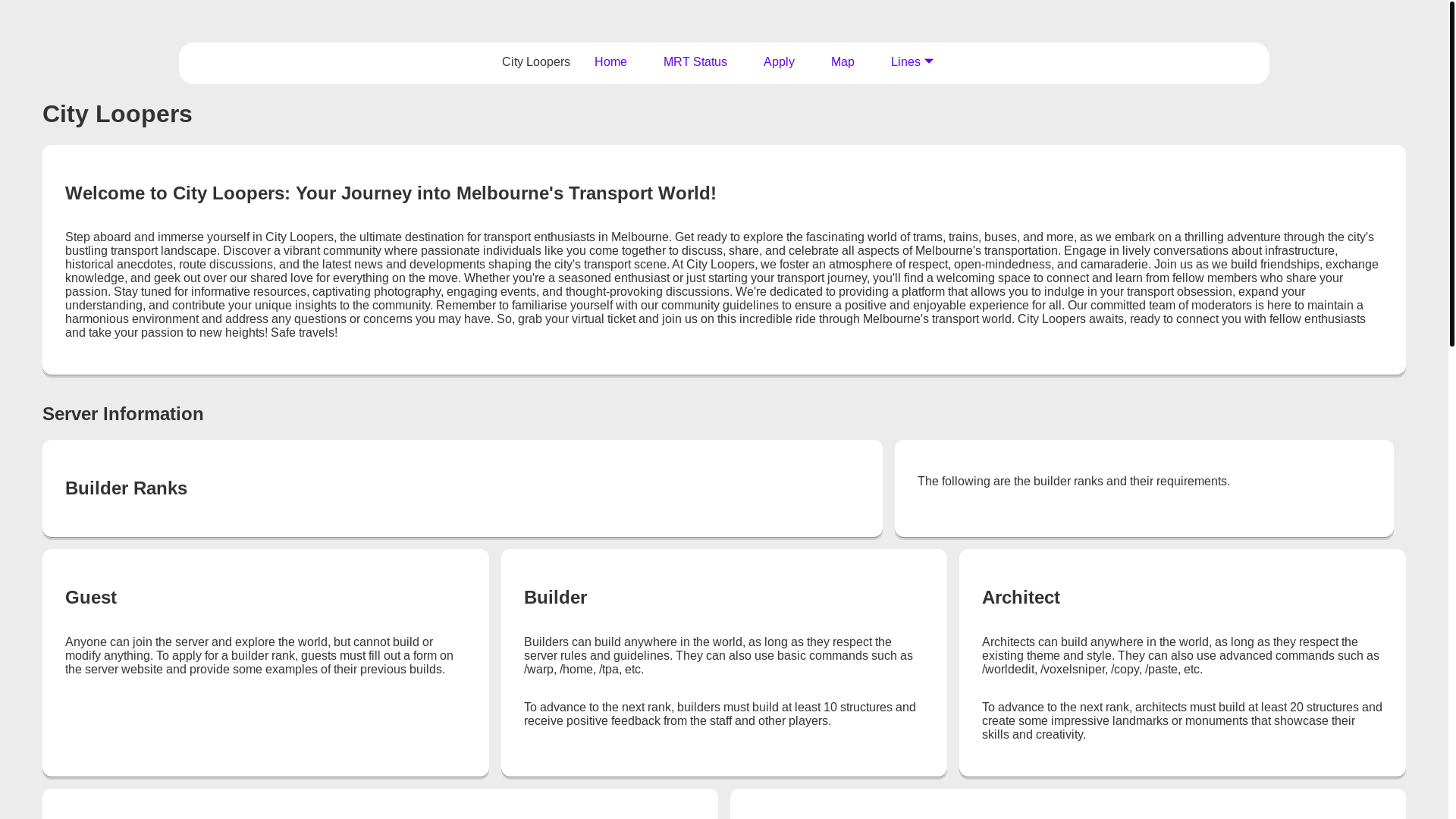 website screenshot of https://cityloopersmc.pages.dev/