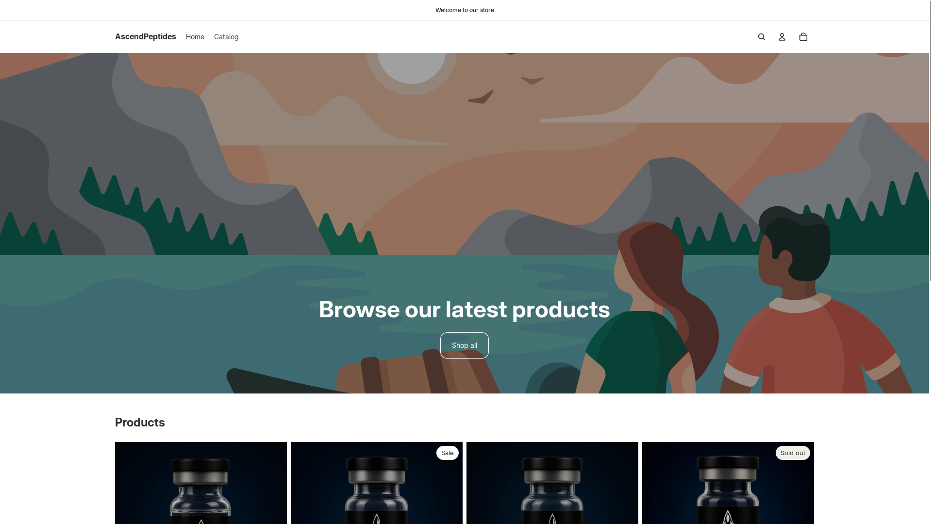 website screenshot of https://ascendpeptides.store/