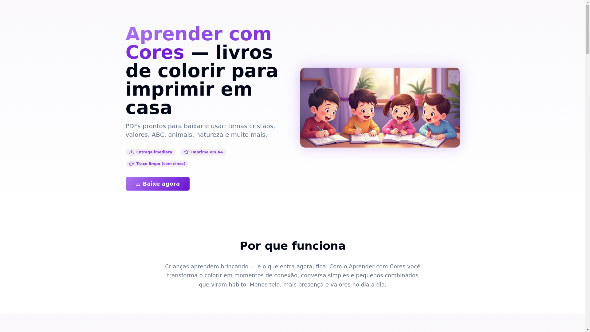 website screenshot of https://aprendercomcores.com.br/