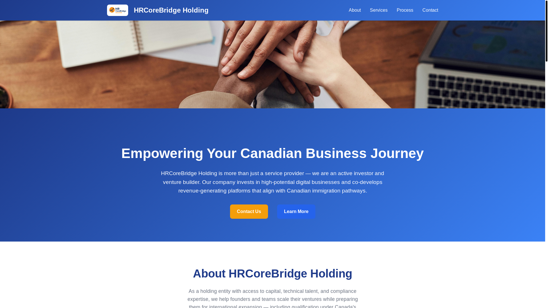 website screenshot of https://hrcorebridge.com/